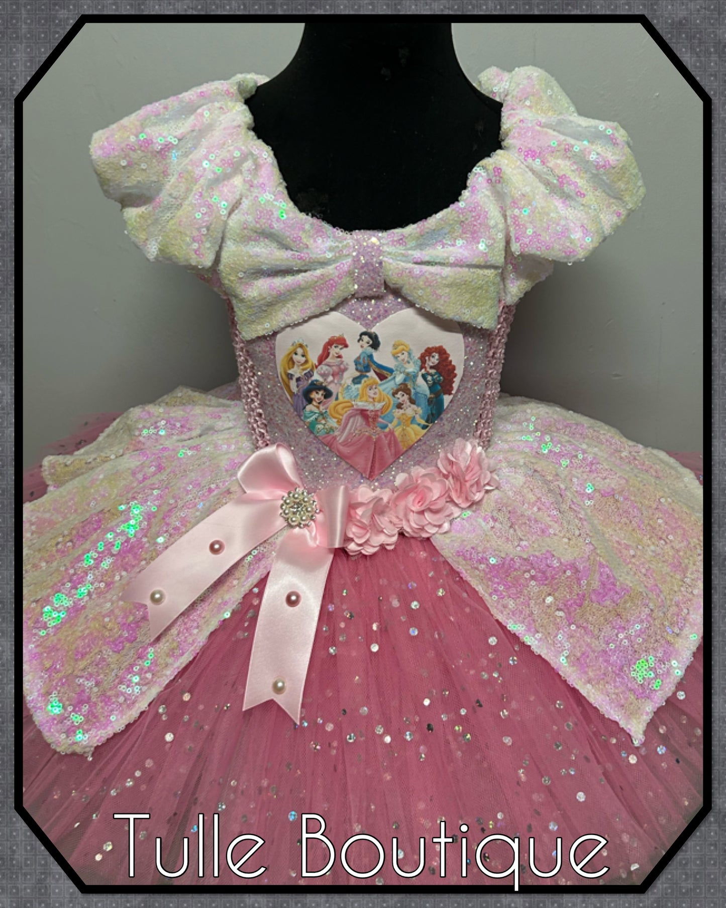 Girls Princess ballgown iridescent sequin tutu party dress