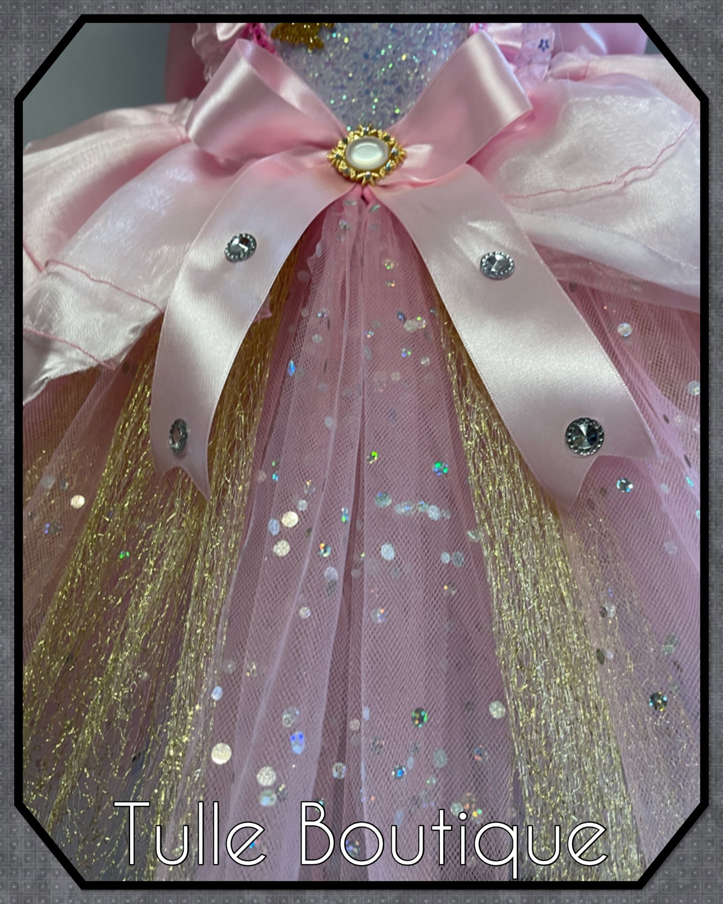 Pink and gold Princess Aurora sleeping beauty ballgown tutu dress