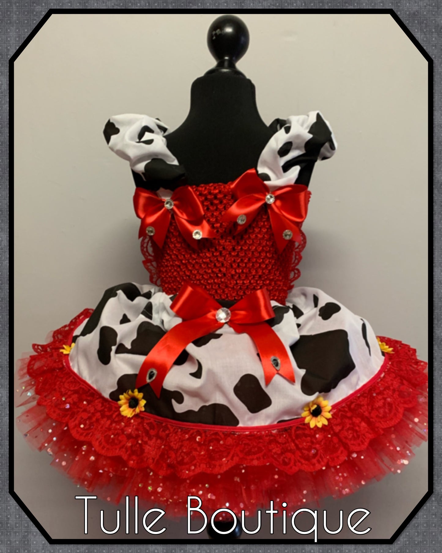 Girls Farmyard cow birthday party tutu dress fancy dress costume