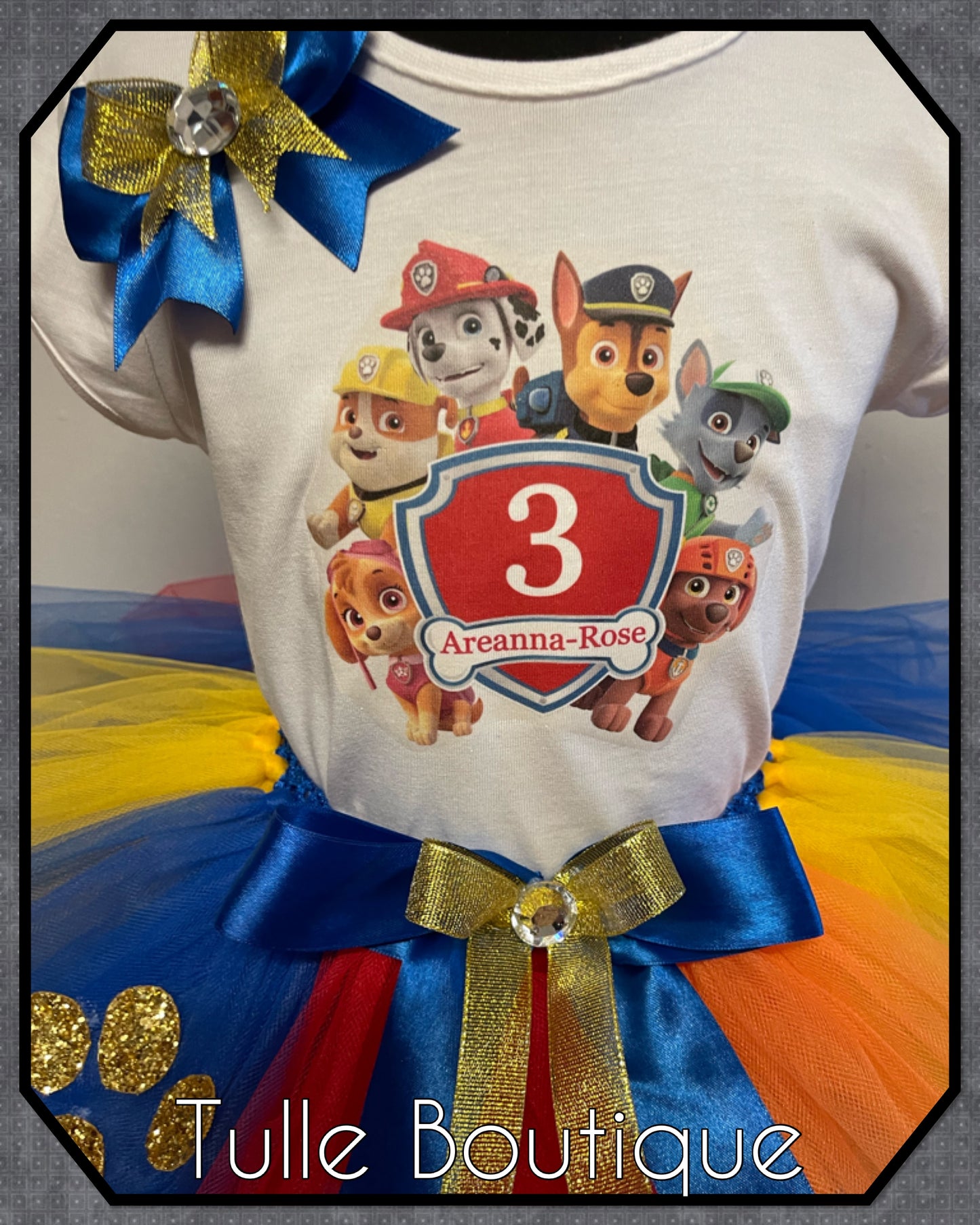 Paw patrol T-shirt and tutu birthday party outfit