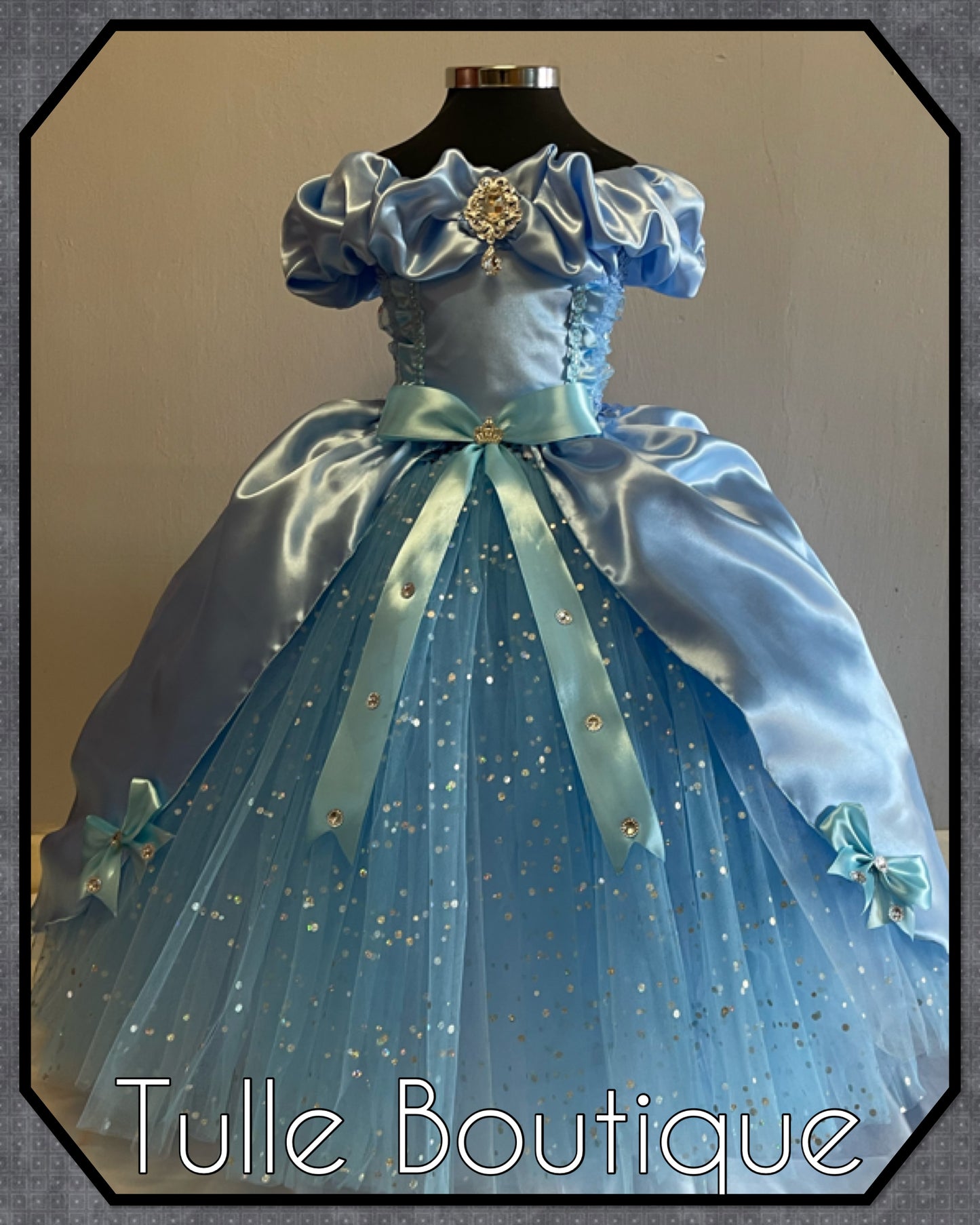 Princess full length sky blue ballgown tutu dress