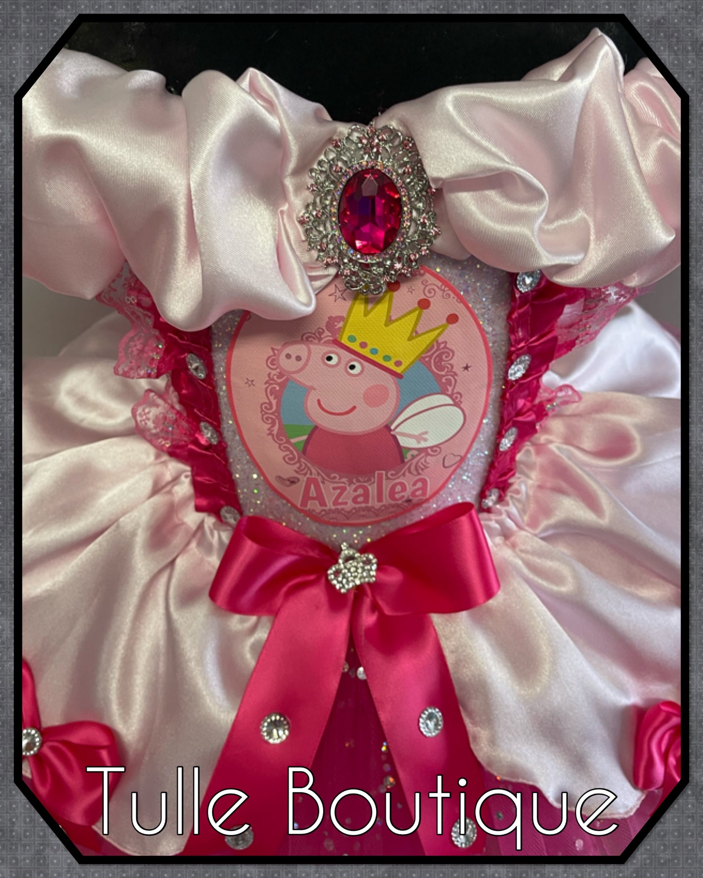 Girls Pink Peppa pig princess ballgown birthday party tutu dress