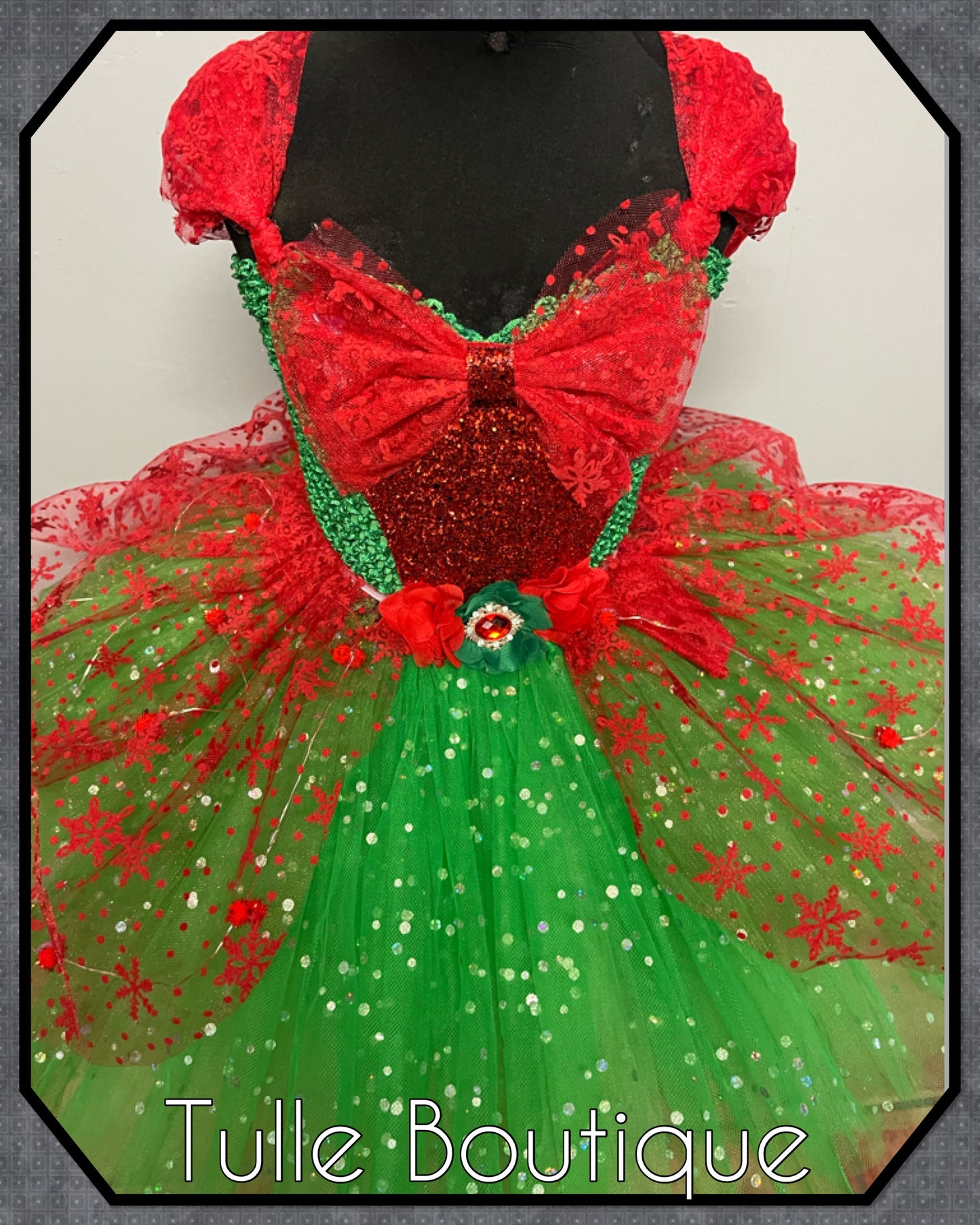 Christmas princess snowflake elf tutu party dress with or without lights