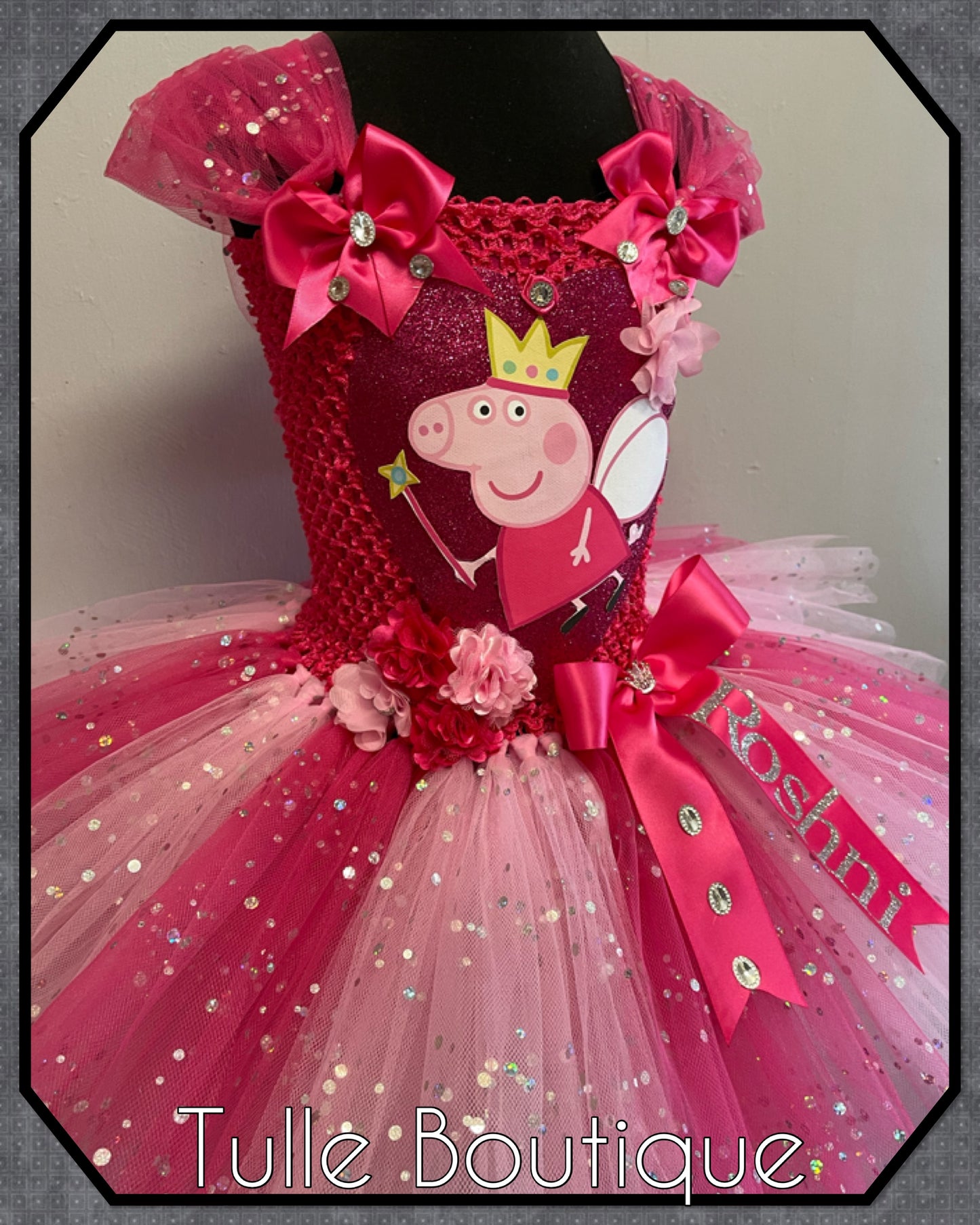 Girls Hotpink Peppa pig personalized tutu birthday party dress