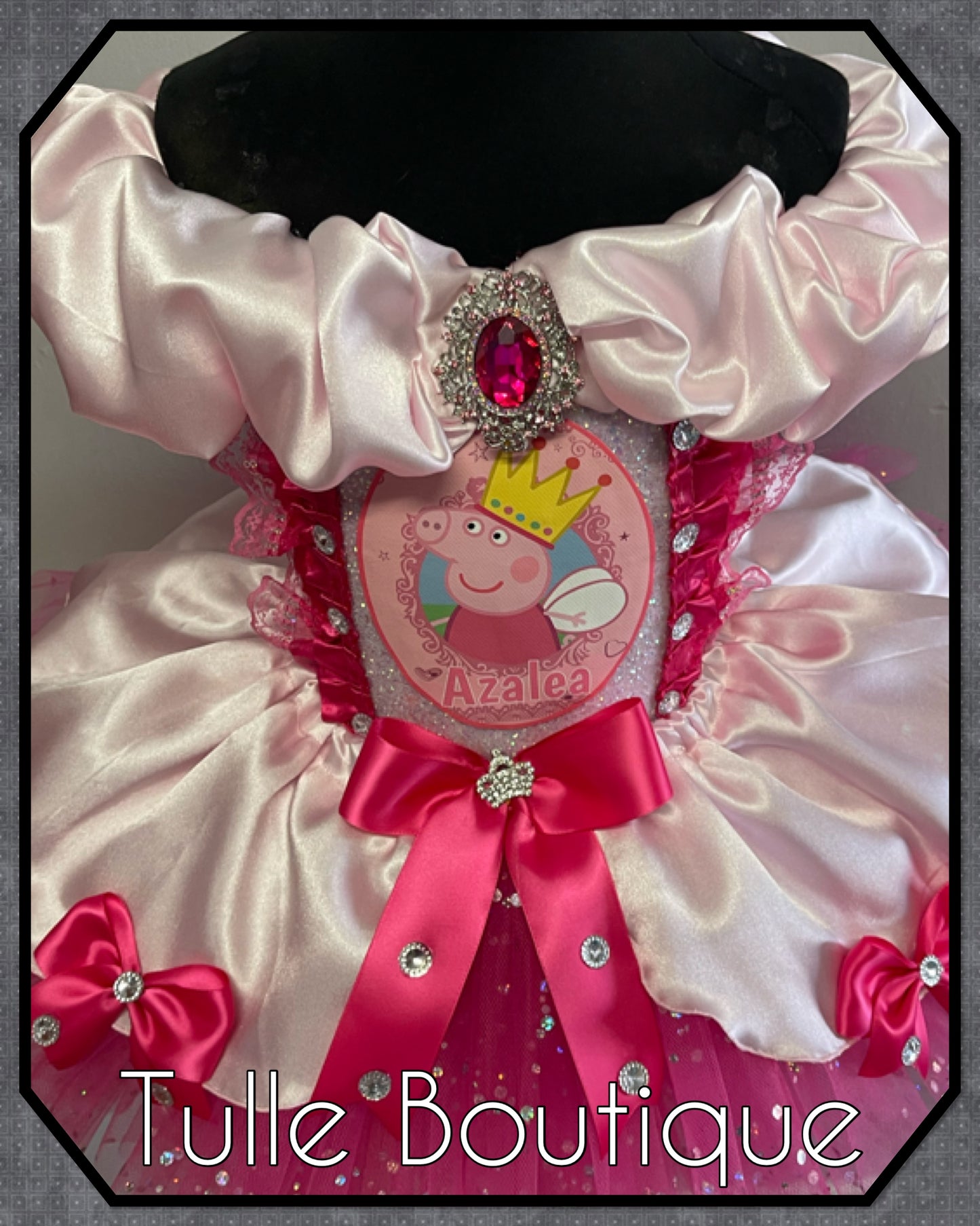 Girls Pink Peppa pig princess ballgown birthday party tutu dress