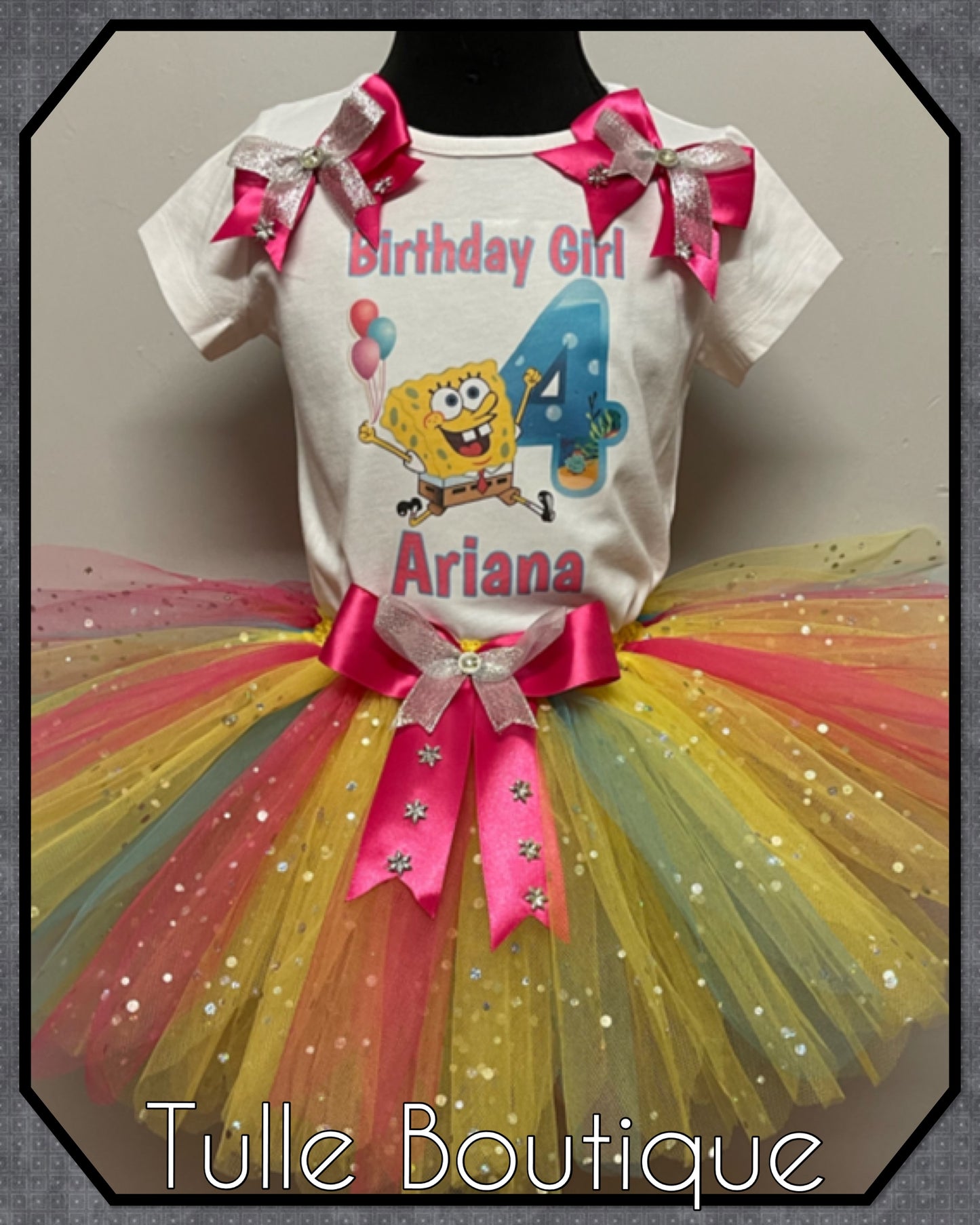 SpongeBob girls birthday party tutu fancy party outfit