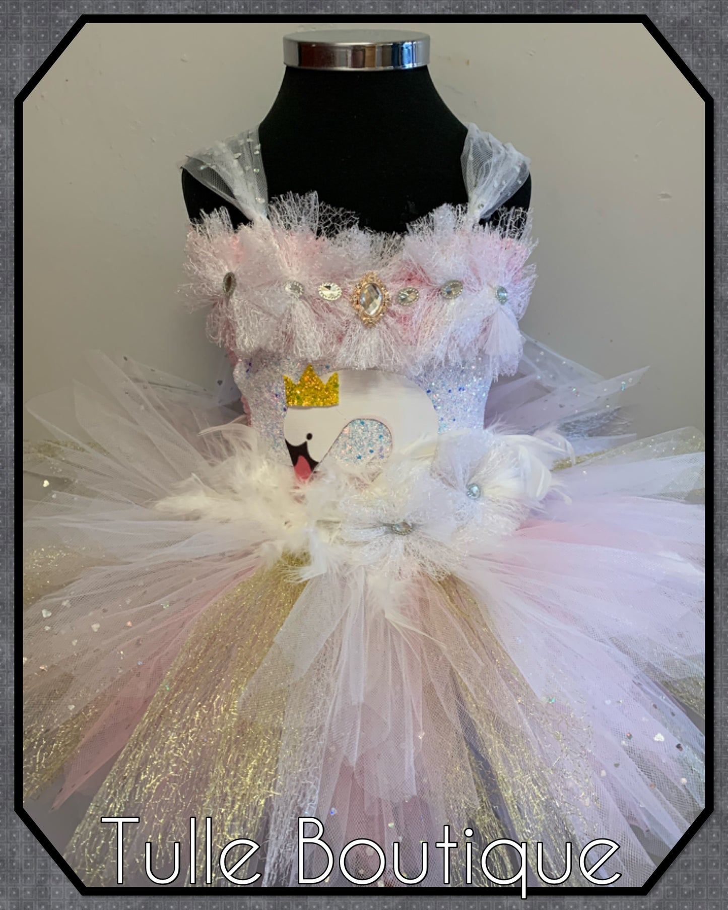 LEONA.Enchanted Swan Christmas party tutu dress