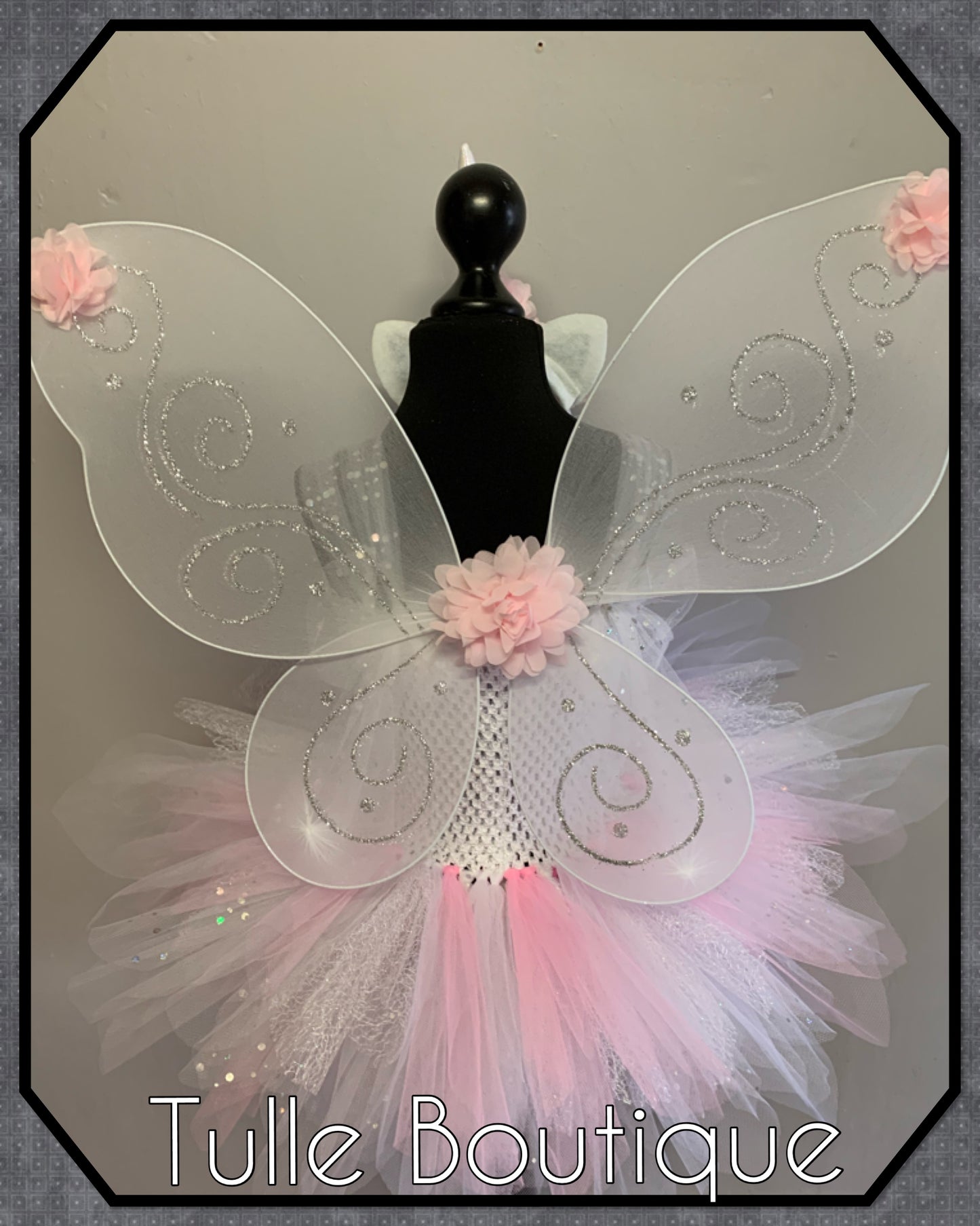 LACEY. Baby pink and white Unicorn princess tutu birthday party dress