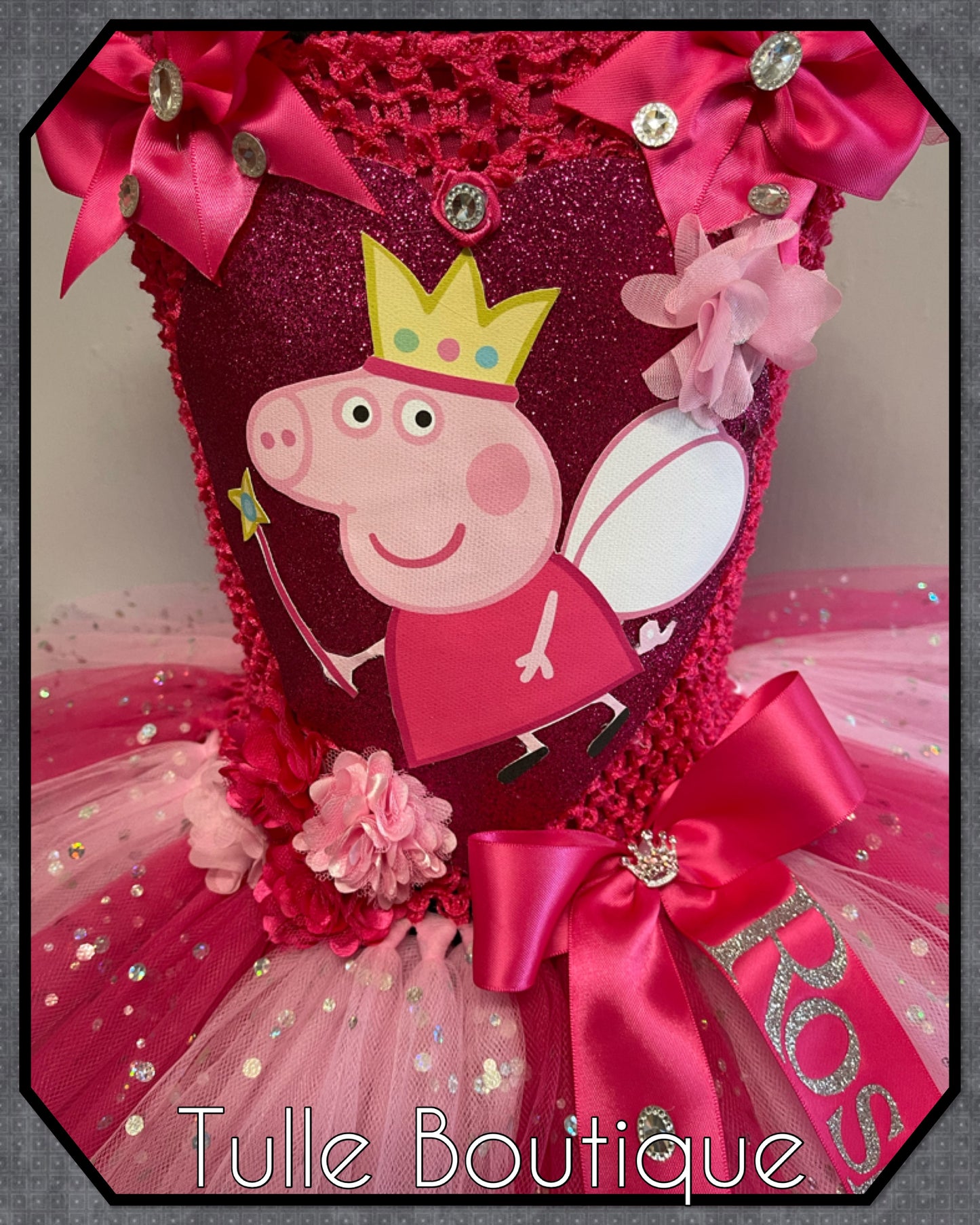 Girls Hotpink Peppa pig personalized tutu birthday party dress