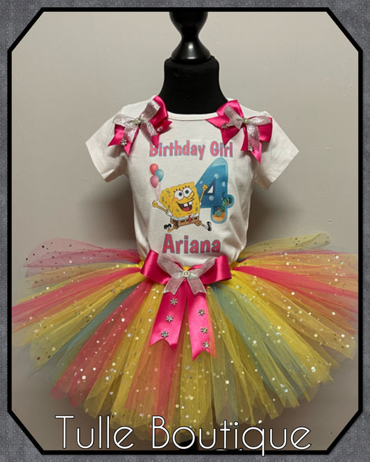 SpongeBob girls birthday party tutu fancy party outfit