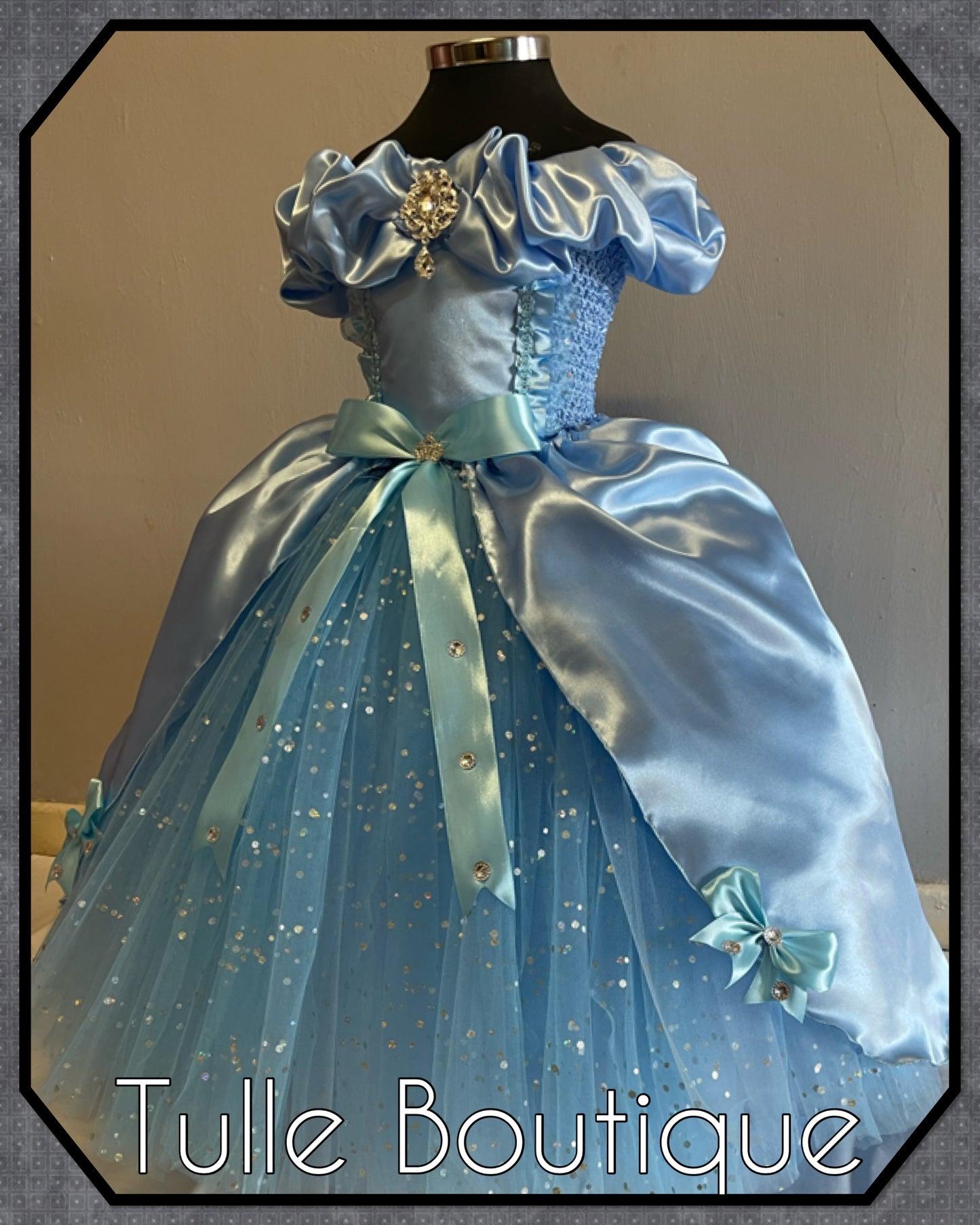 Princess full length sky blue ballgown tutu dress