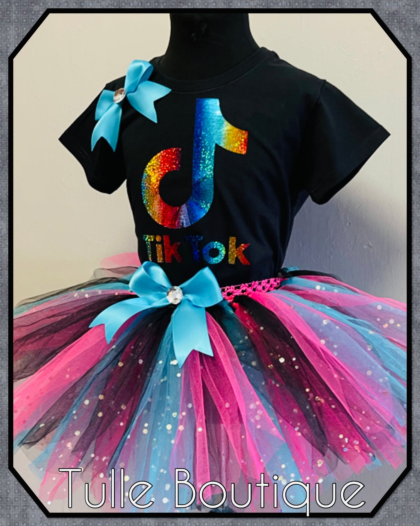 Tiktok T-shirt and tutu birthday party outfit