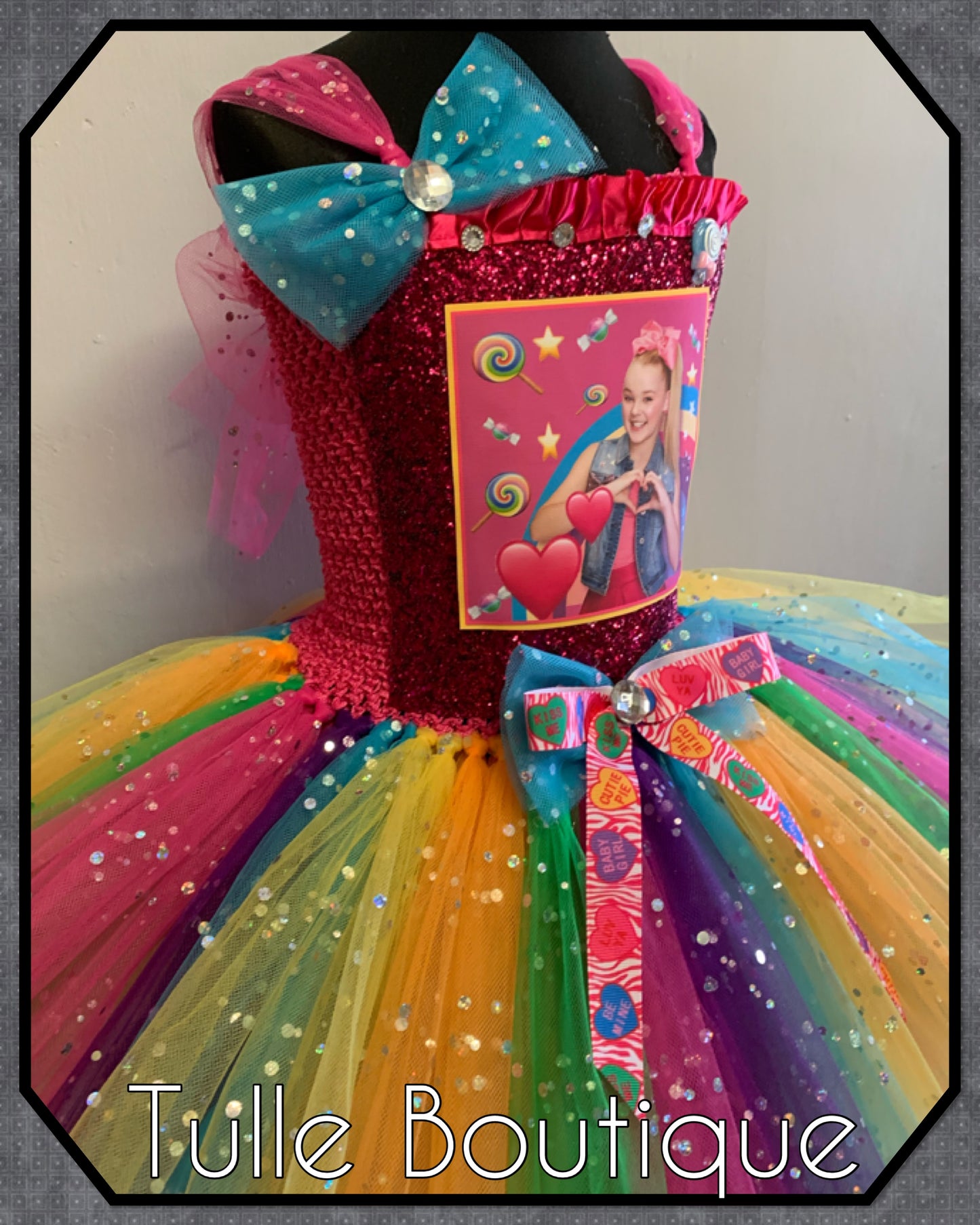 Jojo Siwa rainbow birthday party tutu dress