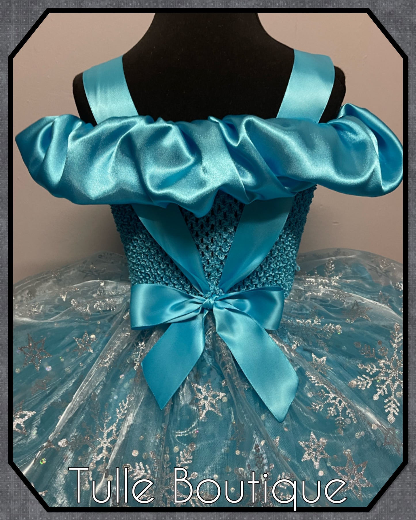 Frozen Elsa turquoise snowflake ballgown tutu dress