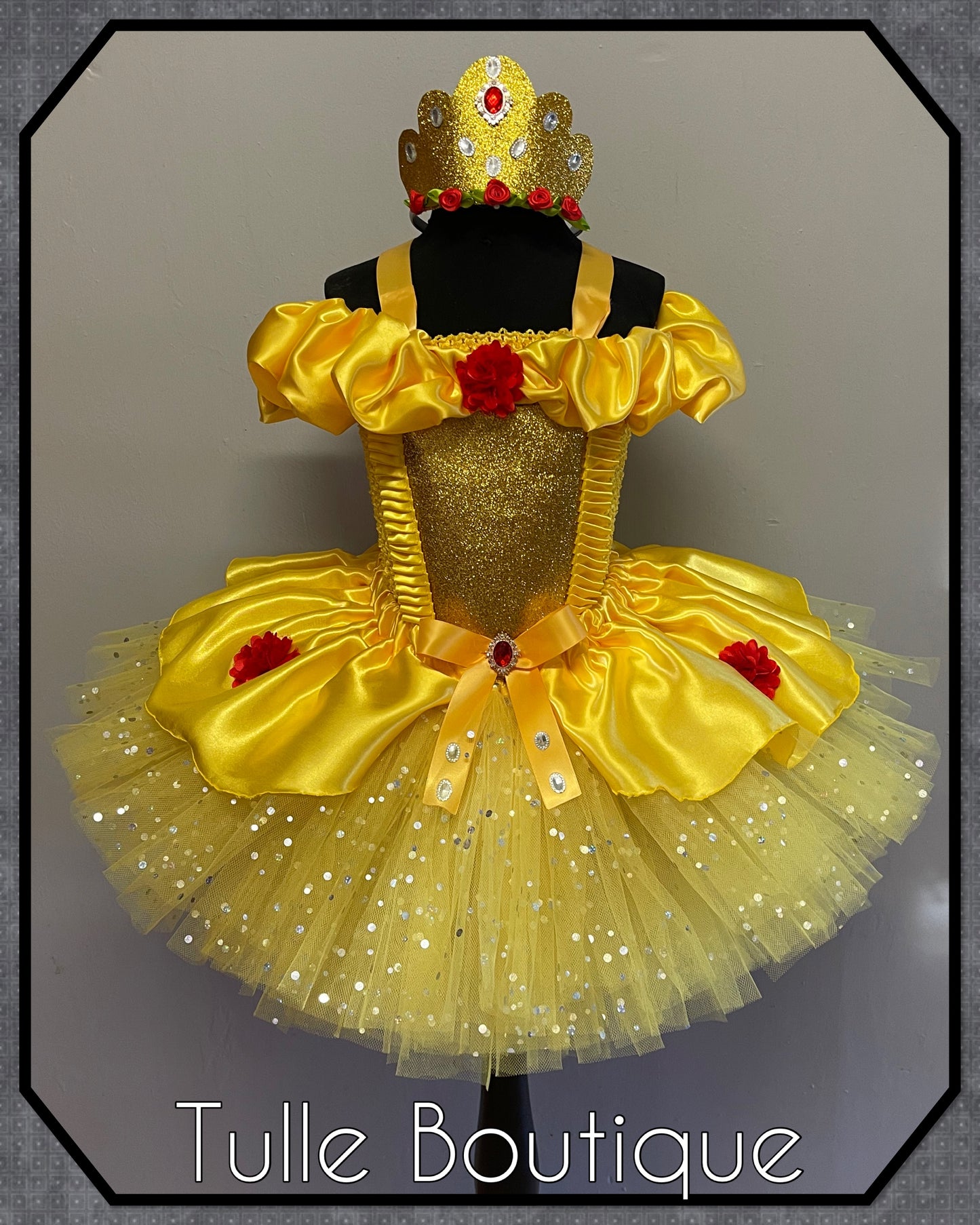 Princess Belle glitter ballgown yellow tutu dress