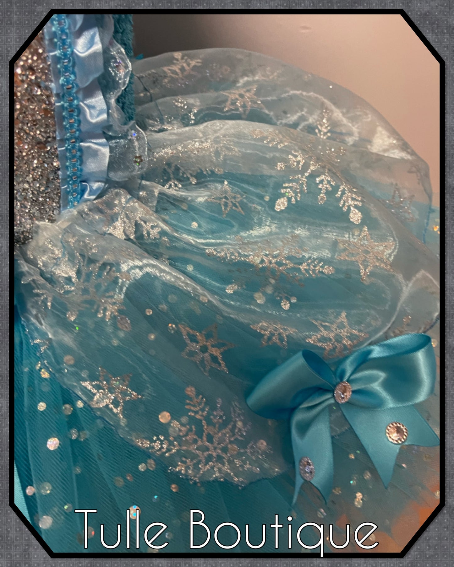 Frozen Elsa turquoise snowflake ballgown tutu dress