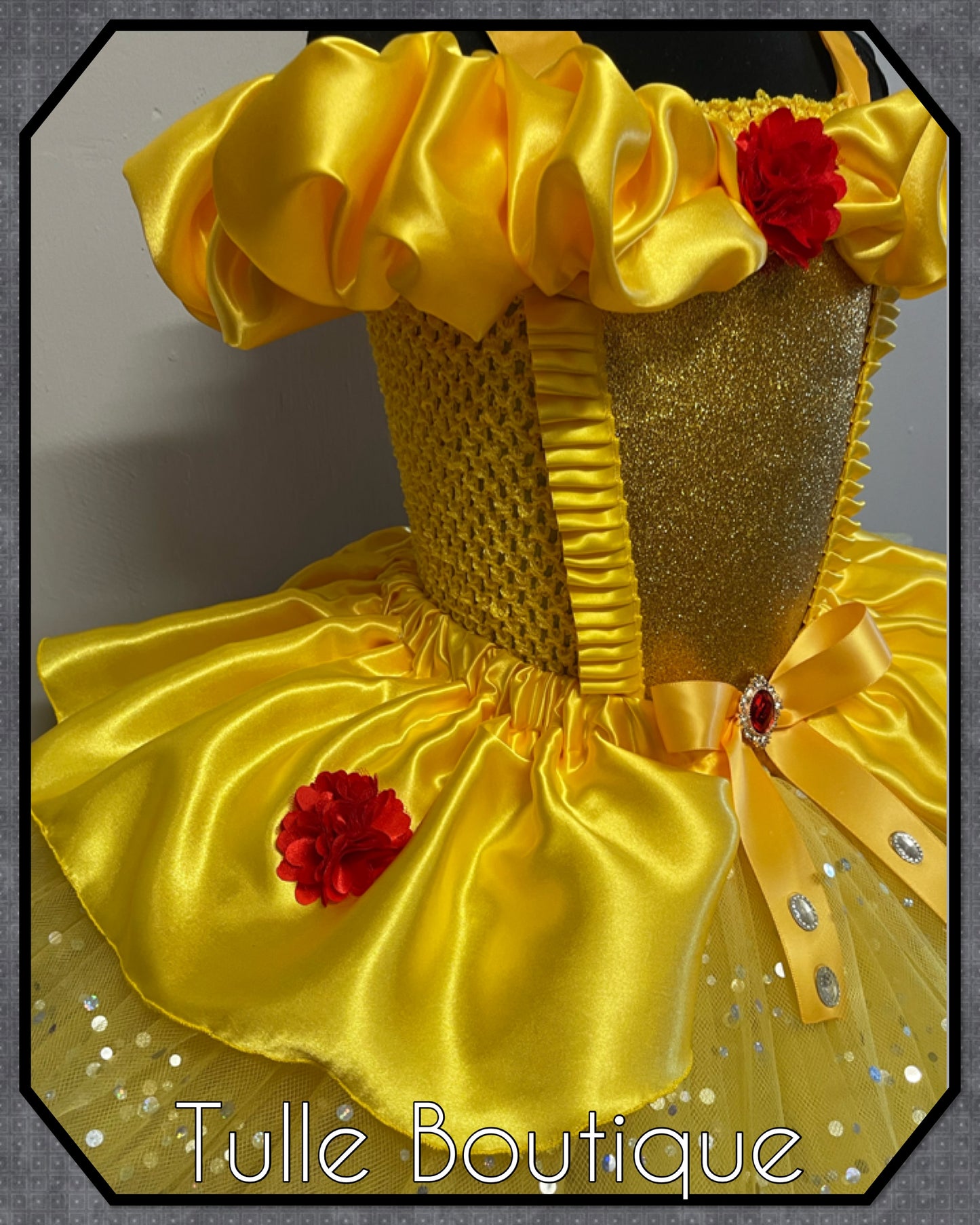 Princess Belle glitter ballgown yellow tutu dress