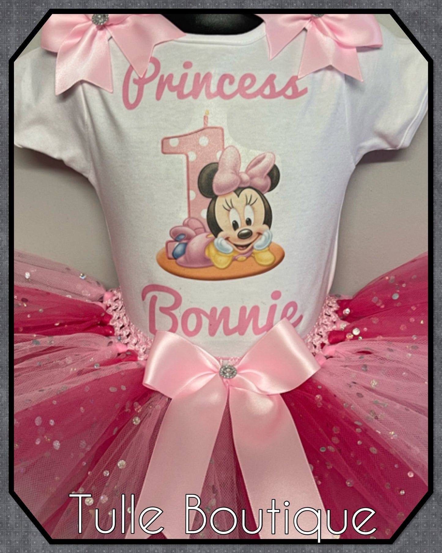 Minnie Mouse 1st birthday party tutu cake smash party outfit