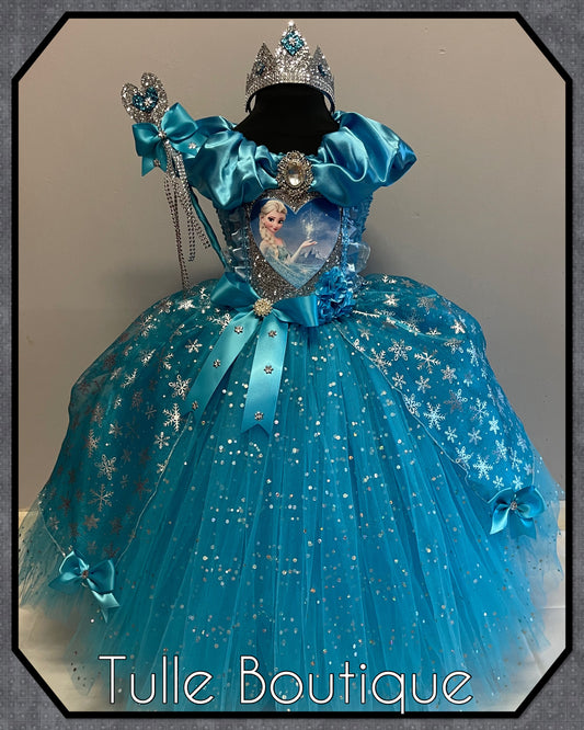 Princess Elsa Frozen ice queen full length ballgown tutu dress