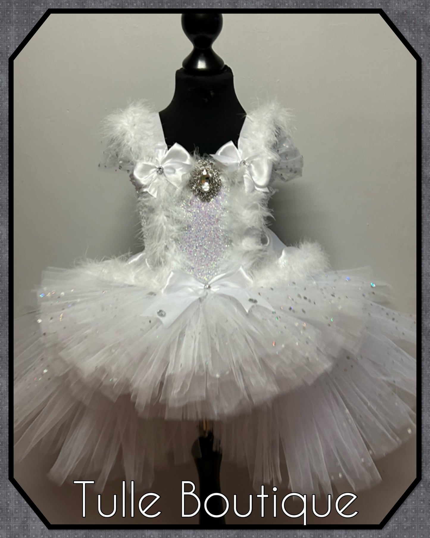 LEAH. Winter Wonderland Ice queen princess tutu dress with longer back.