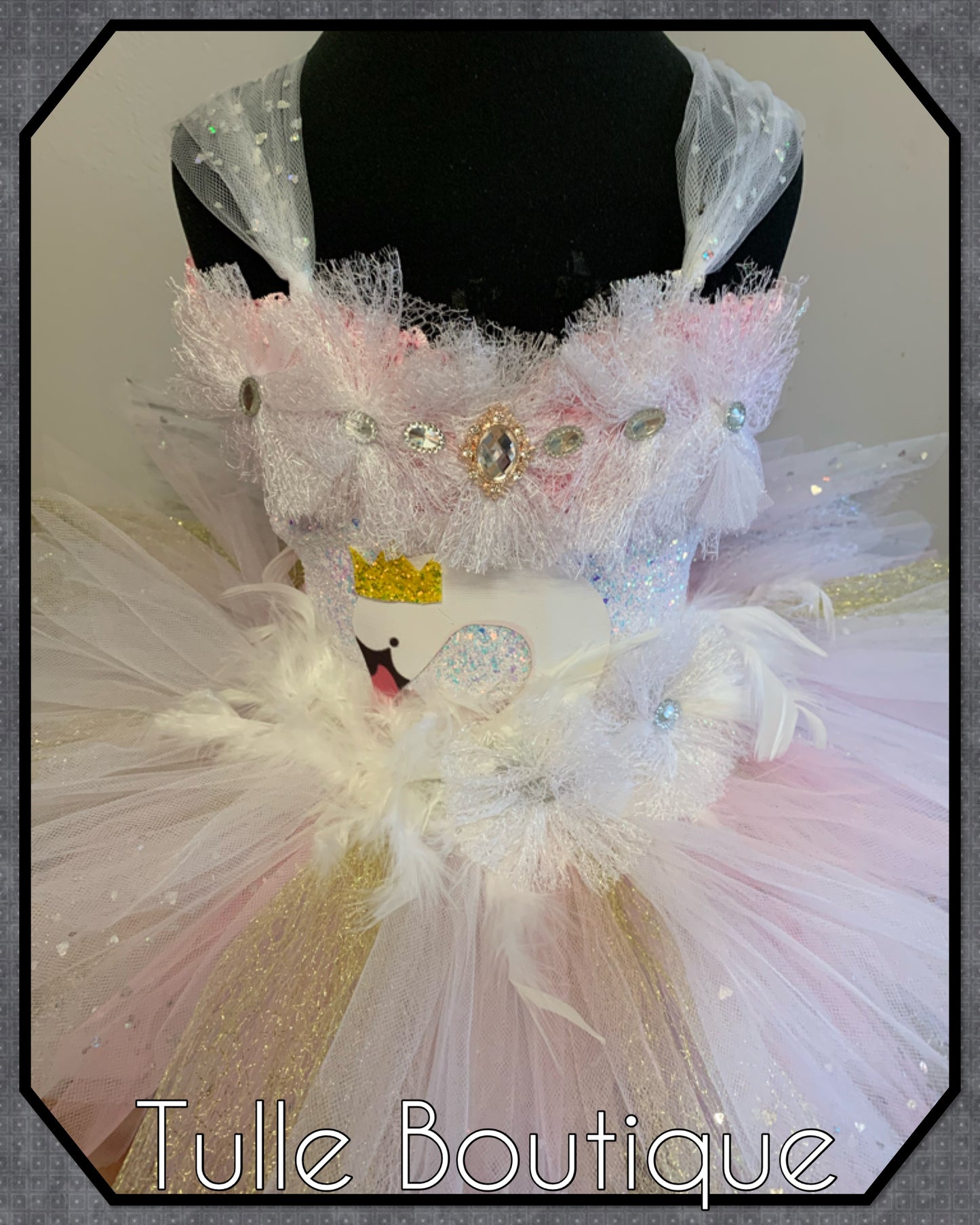 LEONA.Enchanted Swan Christmas party tutu dress