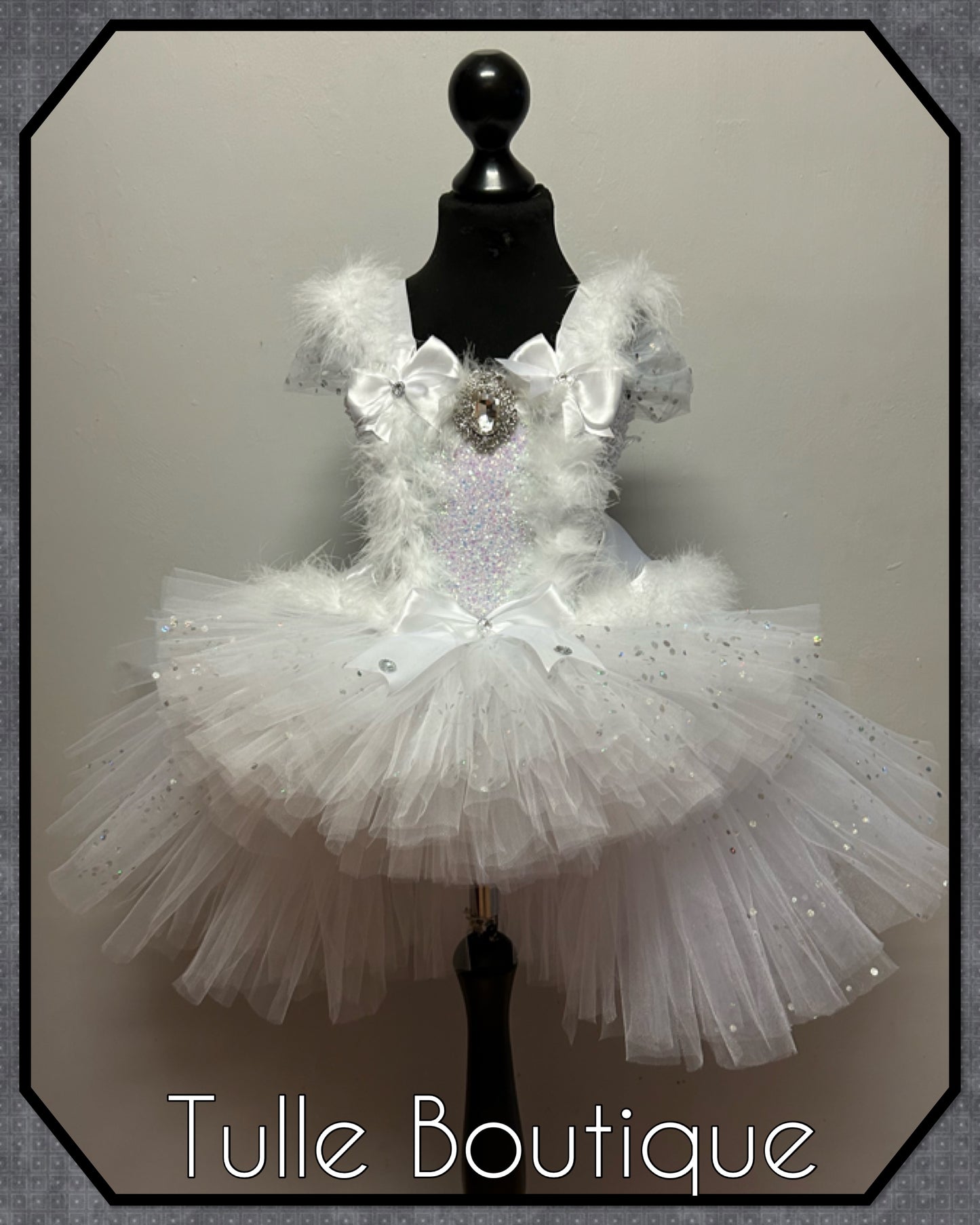 LEAH. Winter Wonderland Ice queen princess tutu dress with longer back.