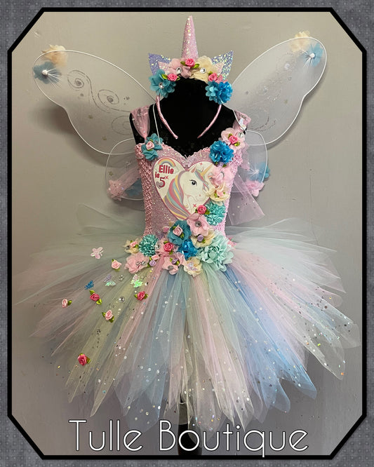 LARISA. Pastel Rainbow Unicorn princess tutu birthday party dress