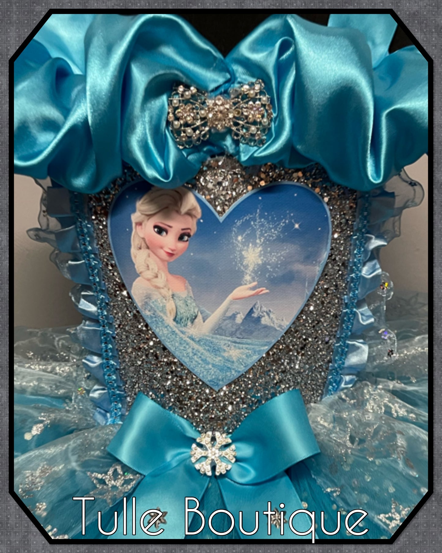 Frozen Elsa turquoise snowflake ballgown tutu dress