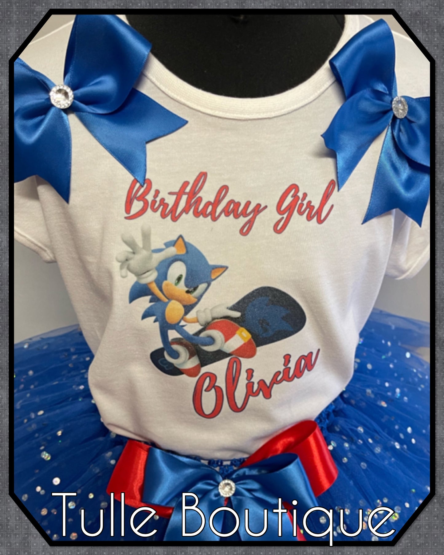 Sonic the hedgehog T-shirt and tutu birthday party outfit