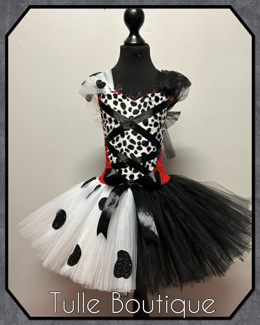 Girls Cruella Deville tutu birthday party fancy dress costume