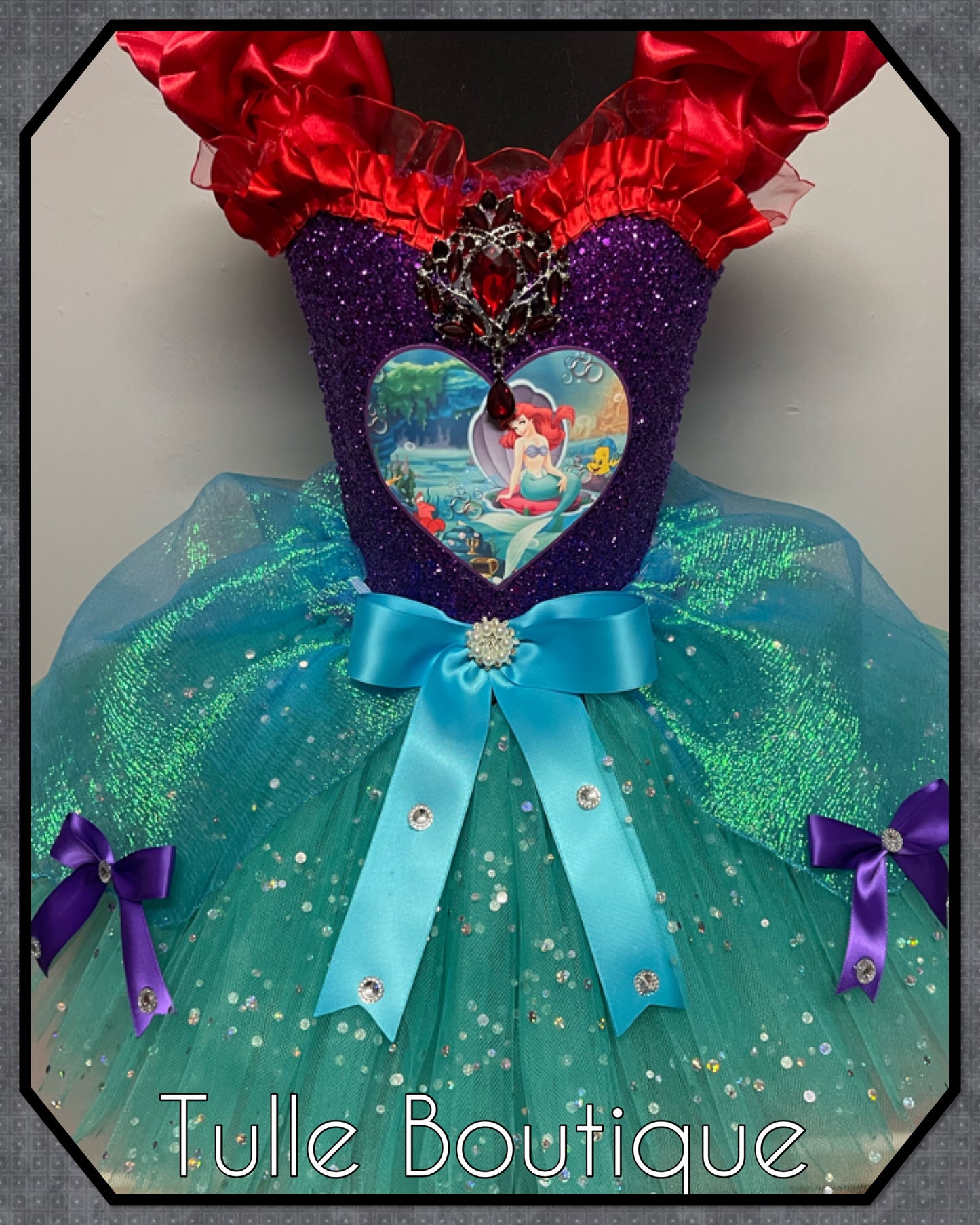 Girls Little mermaid princess Ariel ballgown tutu dress