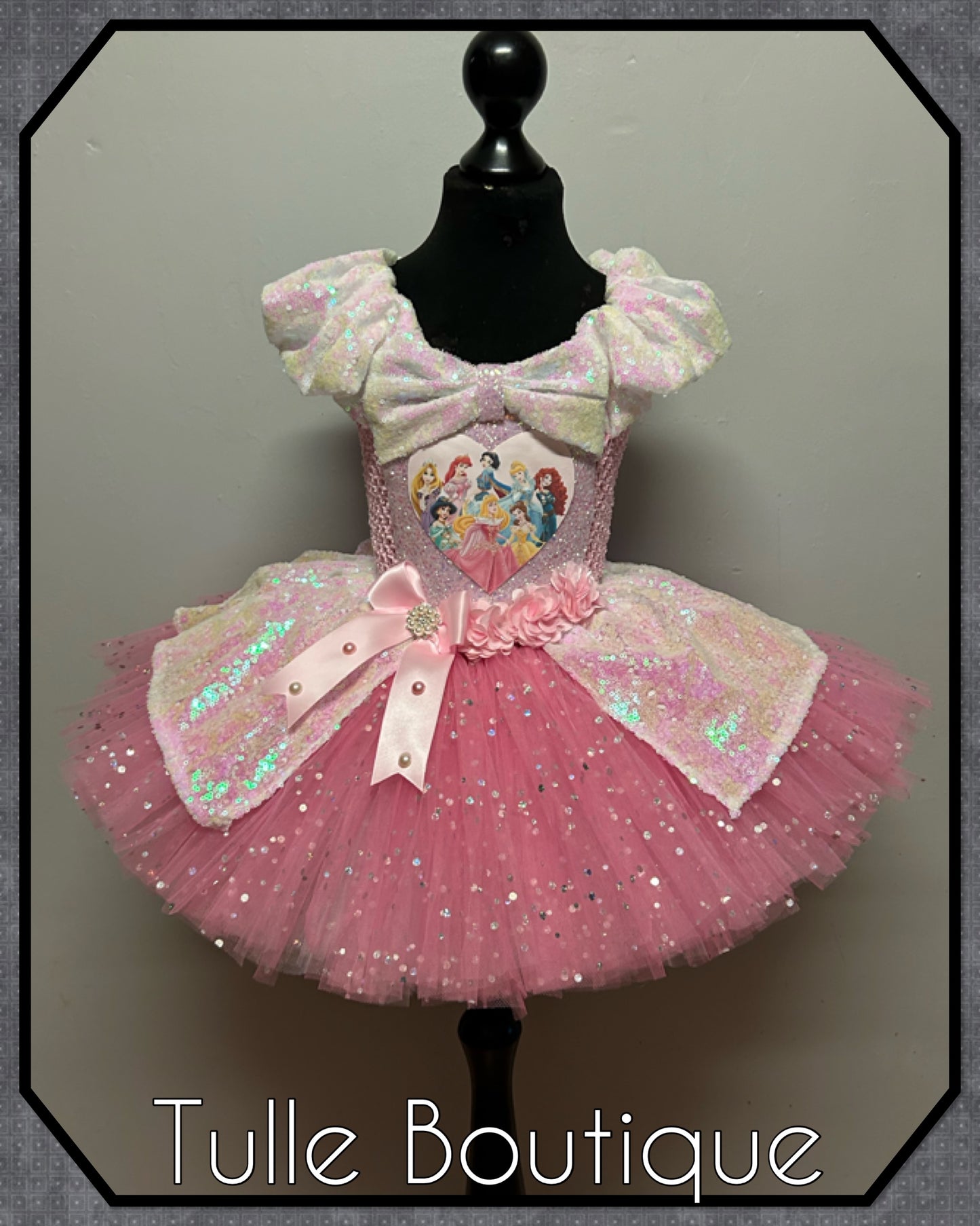 Girls Princess ballgown iridescent sequin tutu party dress