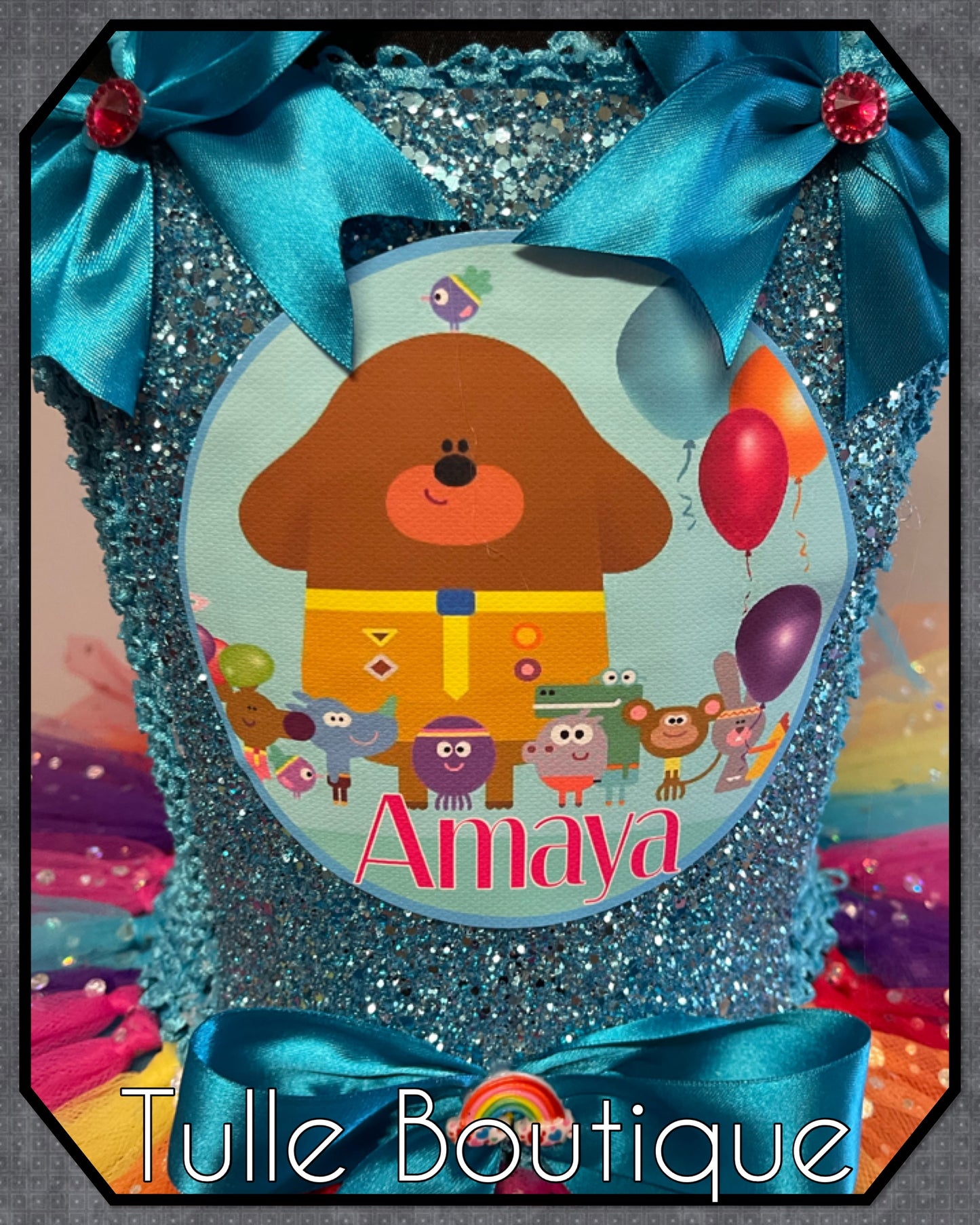 Hey Duggee rainbow birthday tutu dress