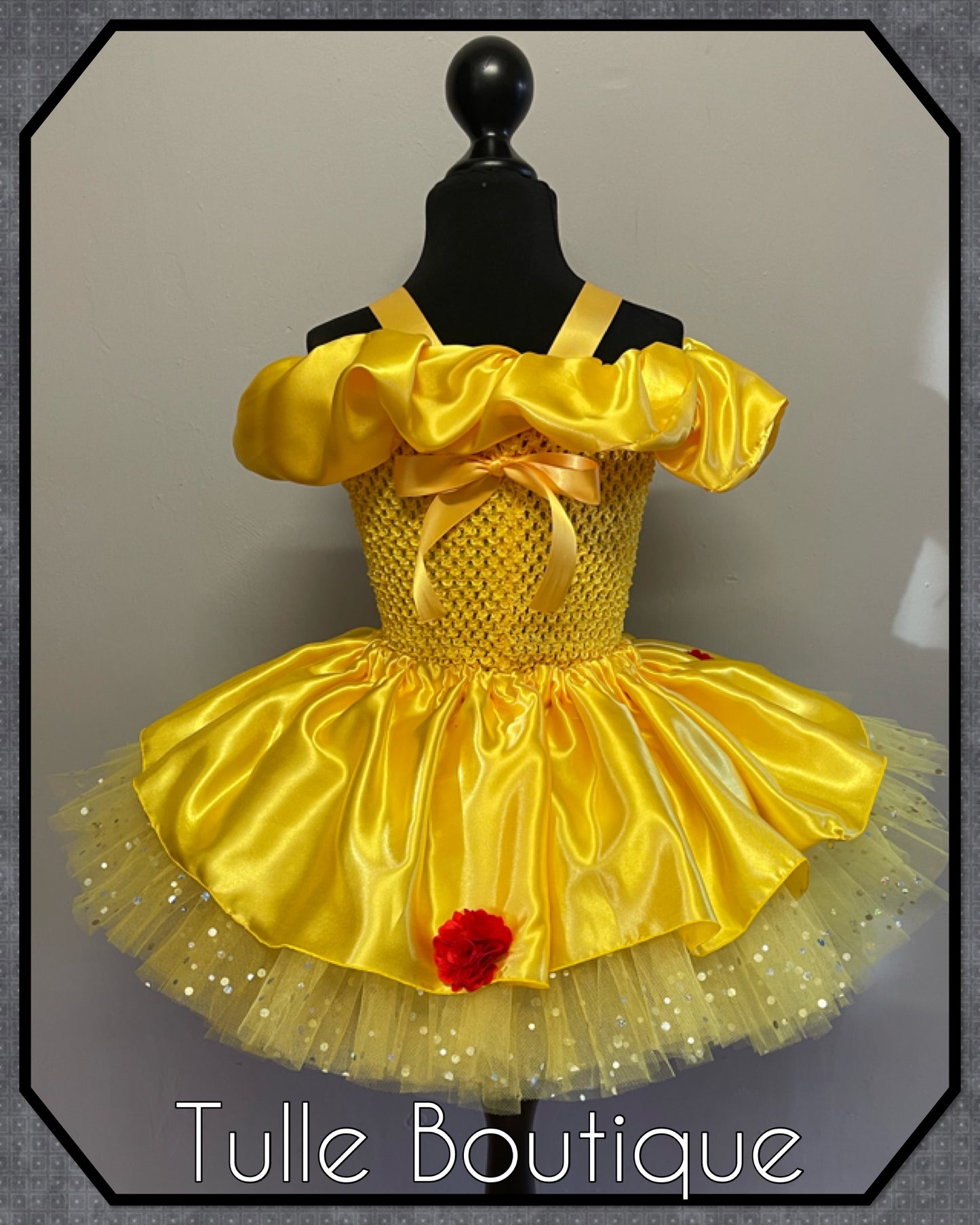 Princess Belle glitter ballgown yellow tutu dress