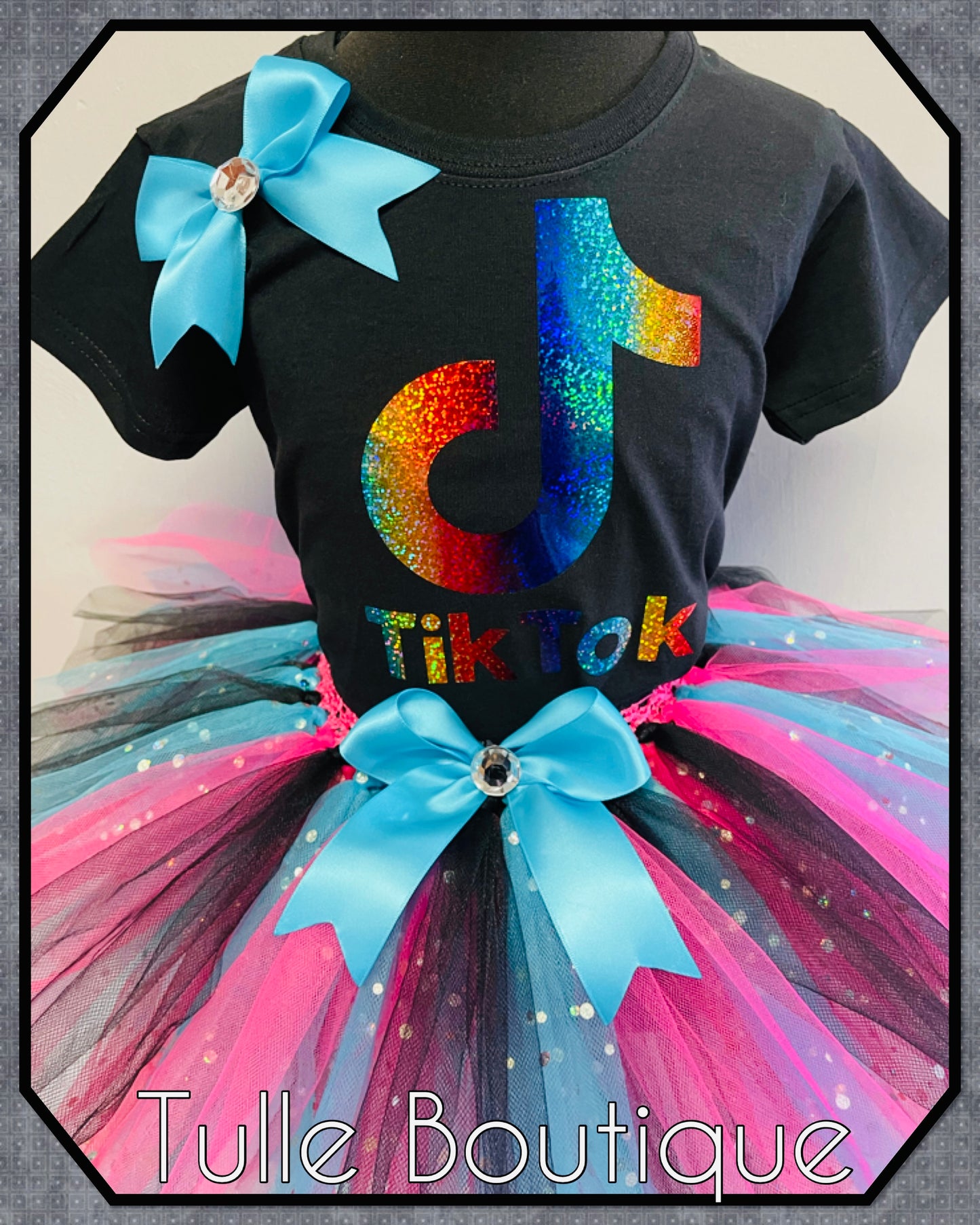 Tiktok T-shirt and tutu birthday party outfit