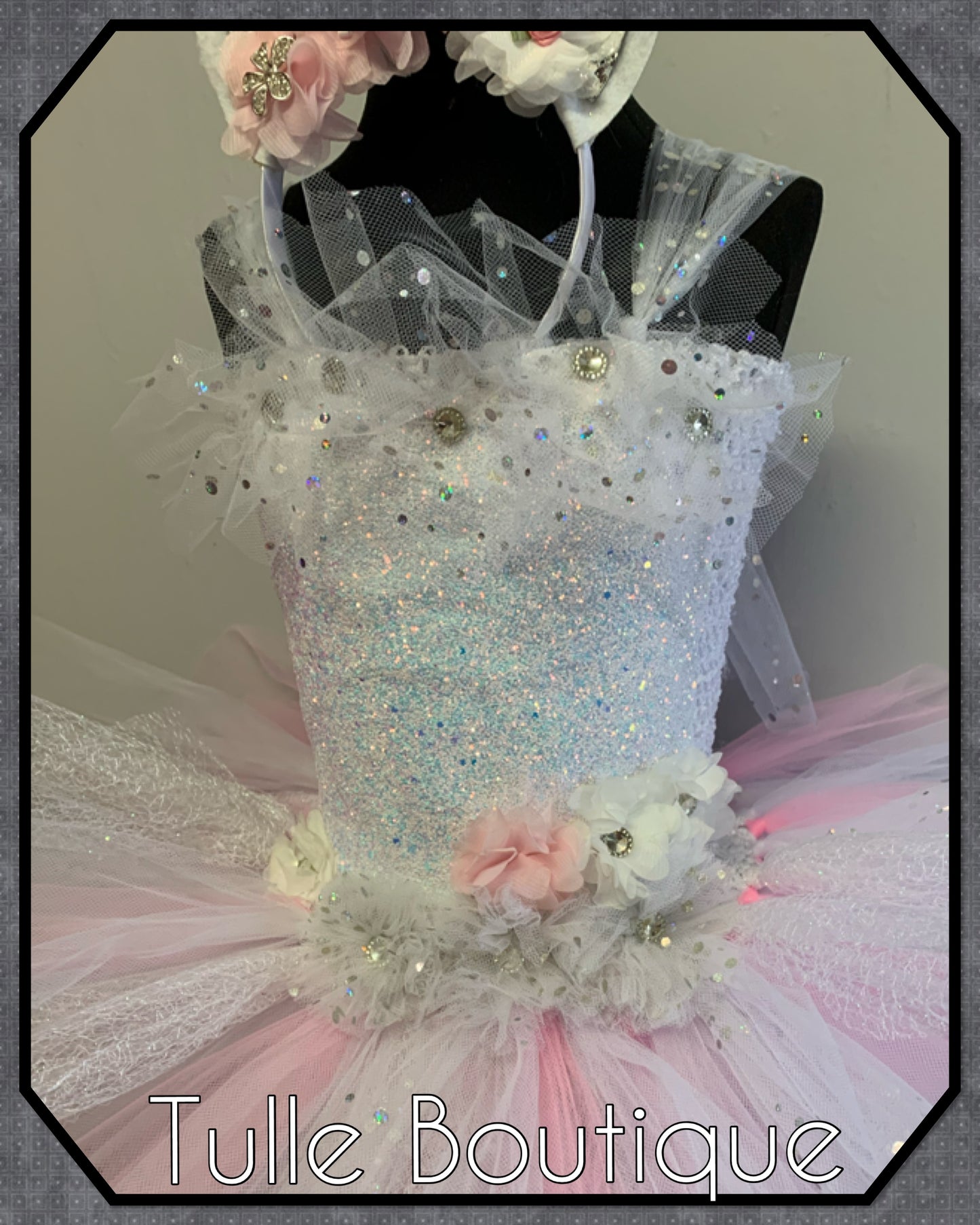 LACEY. Baby pink and white Unicorn princess tutu birthday party dress