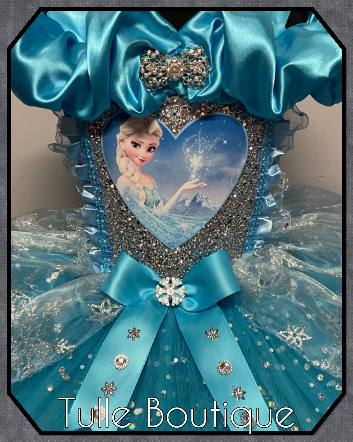 Frozen Elsa turquoise snowflake ballgown tutu dress