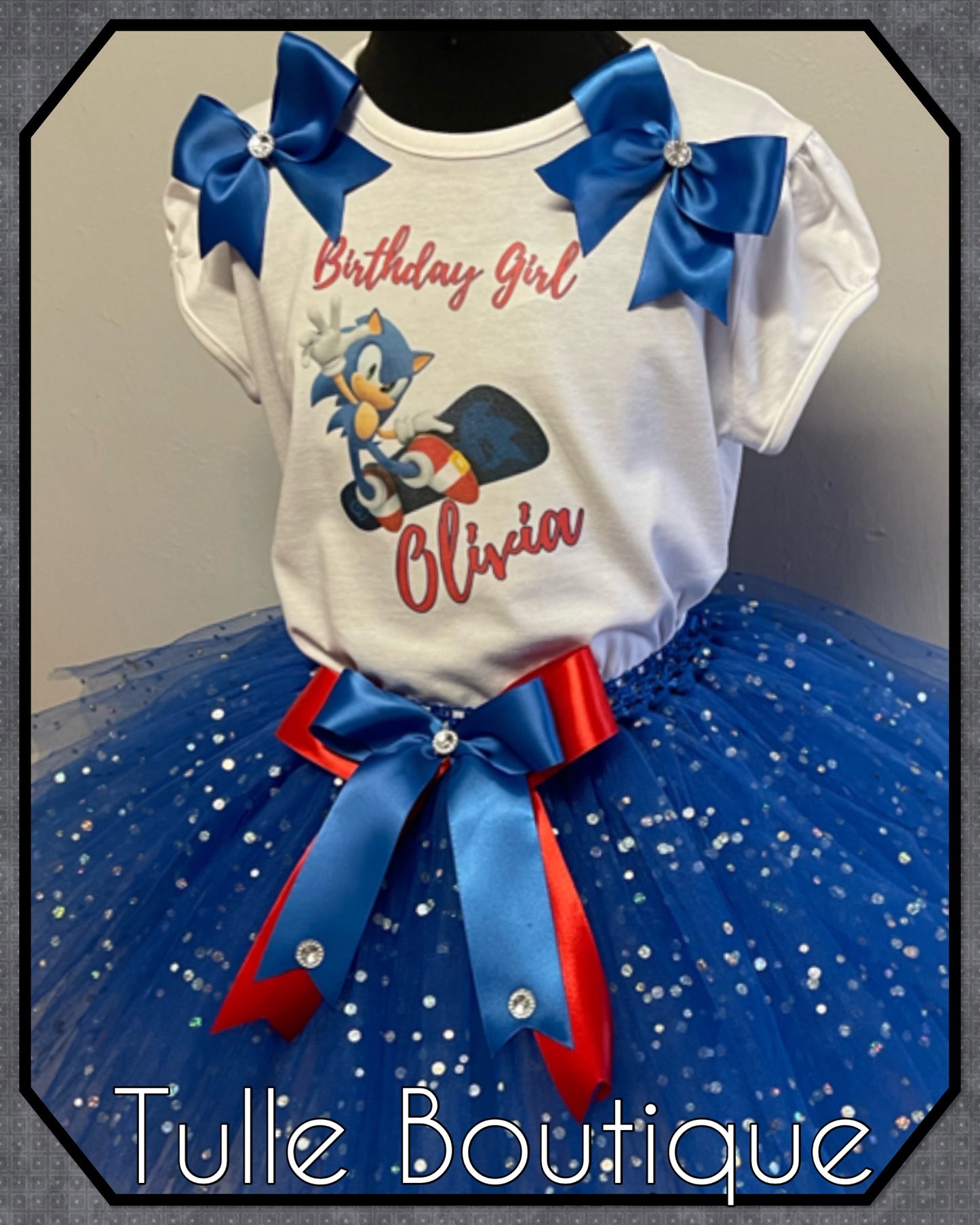 Sonic the hedgehog T-shirt and tutu birthday party outfit