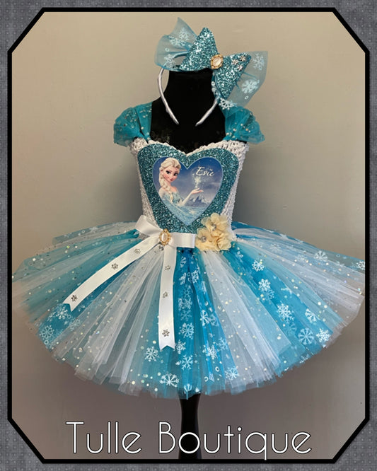 Frozen snowflake Elsa birthday party princess tutu dress