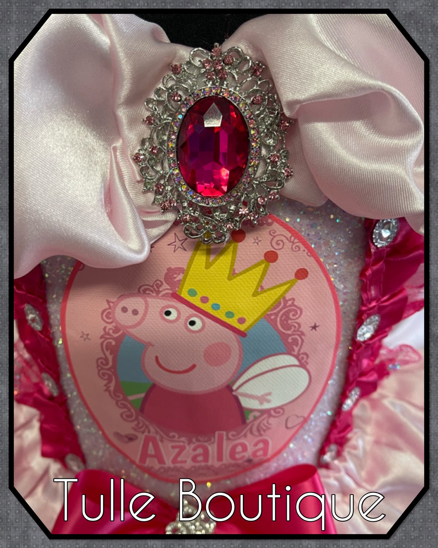 Girls Pink Peppa pig princess ballgown birthday party tutu dress