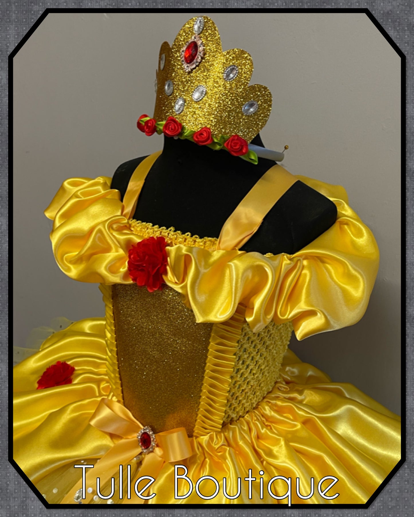 Princess Belle glitter ballgown yellow tutu dress