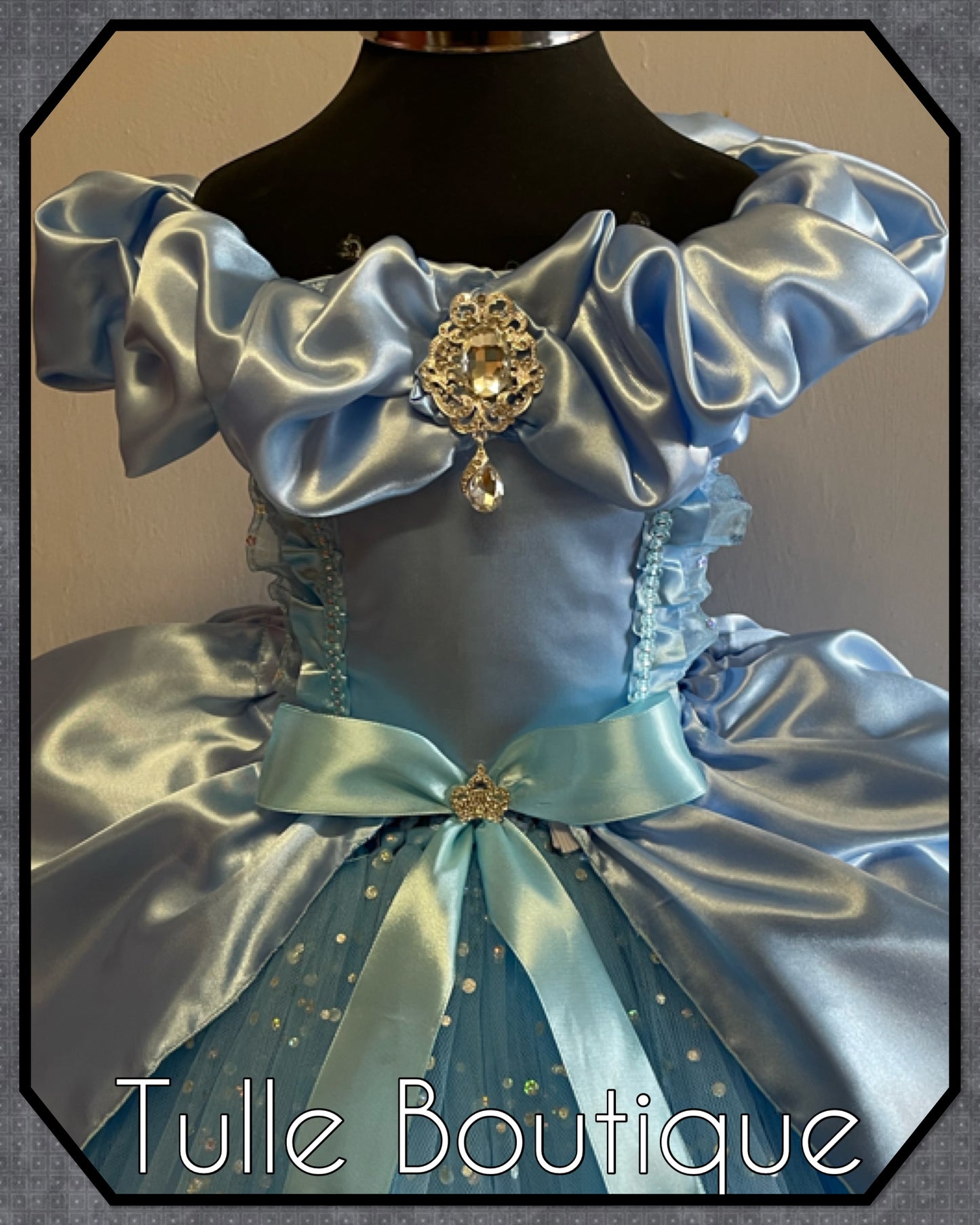 Princess full length sky blue ballgown tutu dress