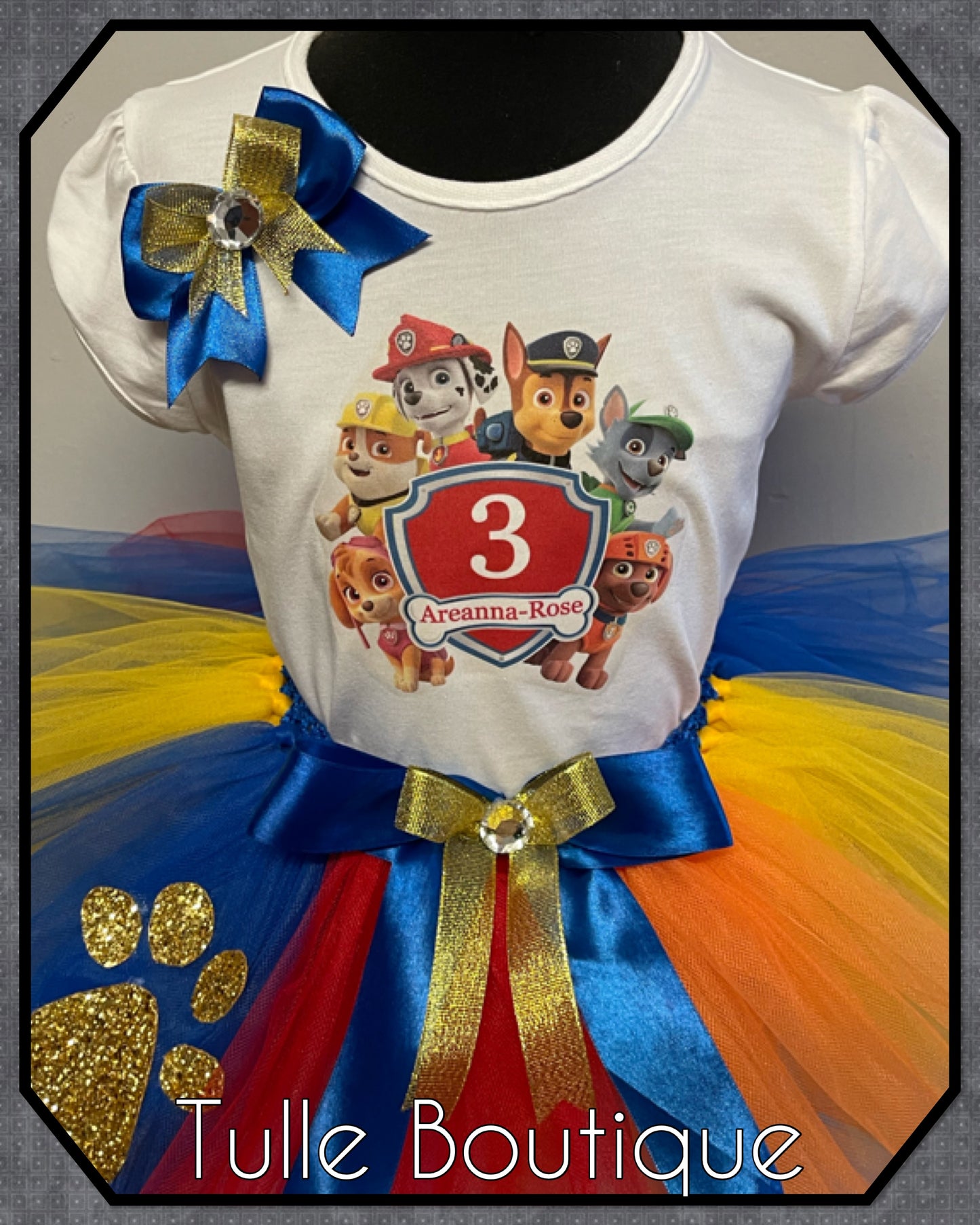 Paw patrol T-shirt and tutu birthday party outfit