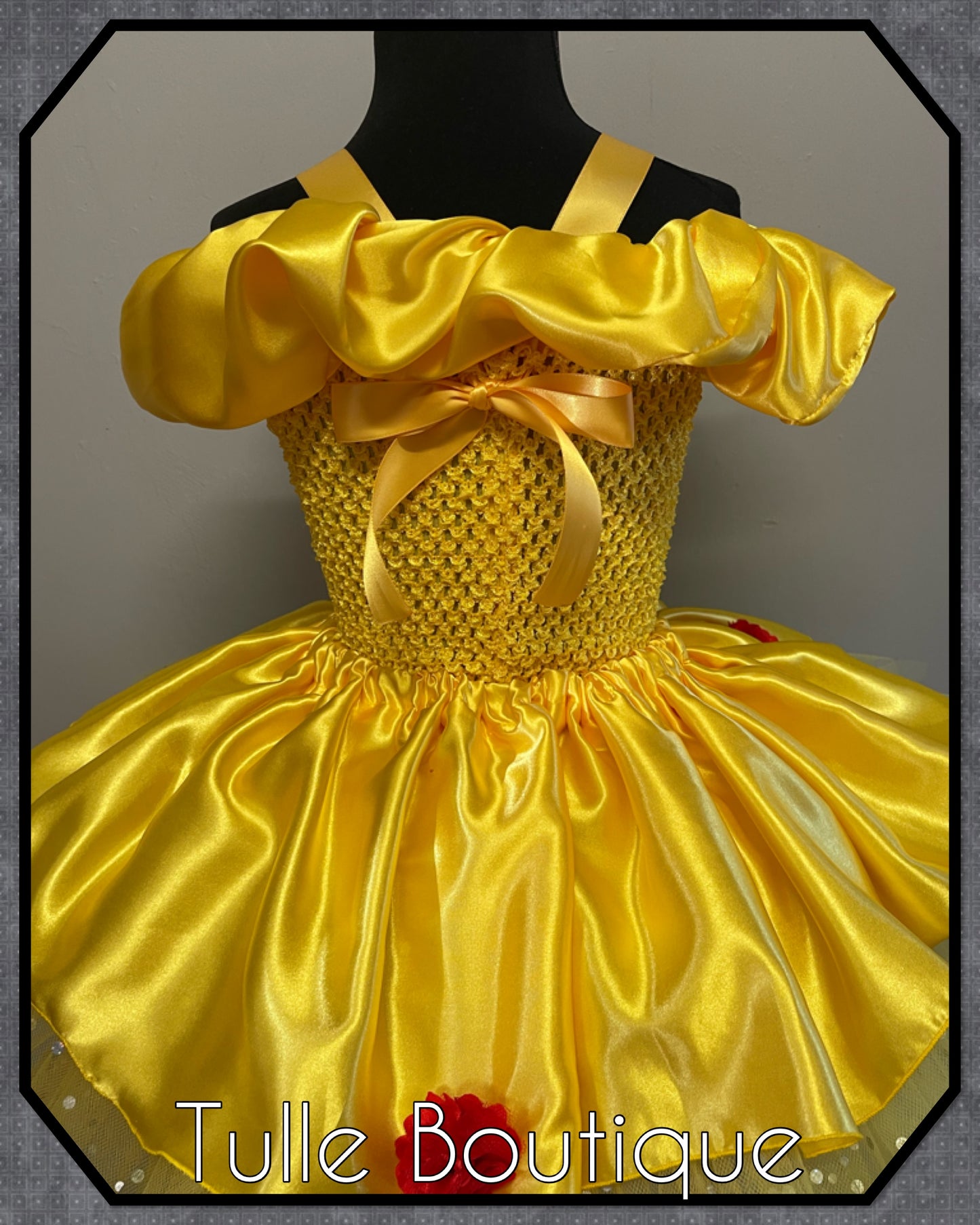 Princess Belle glitter ballgown yellow tutu dress