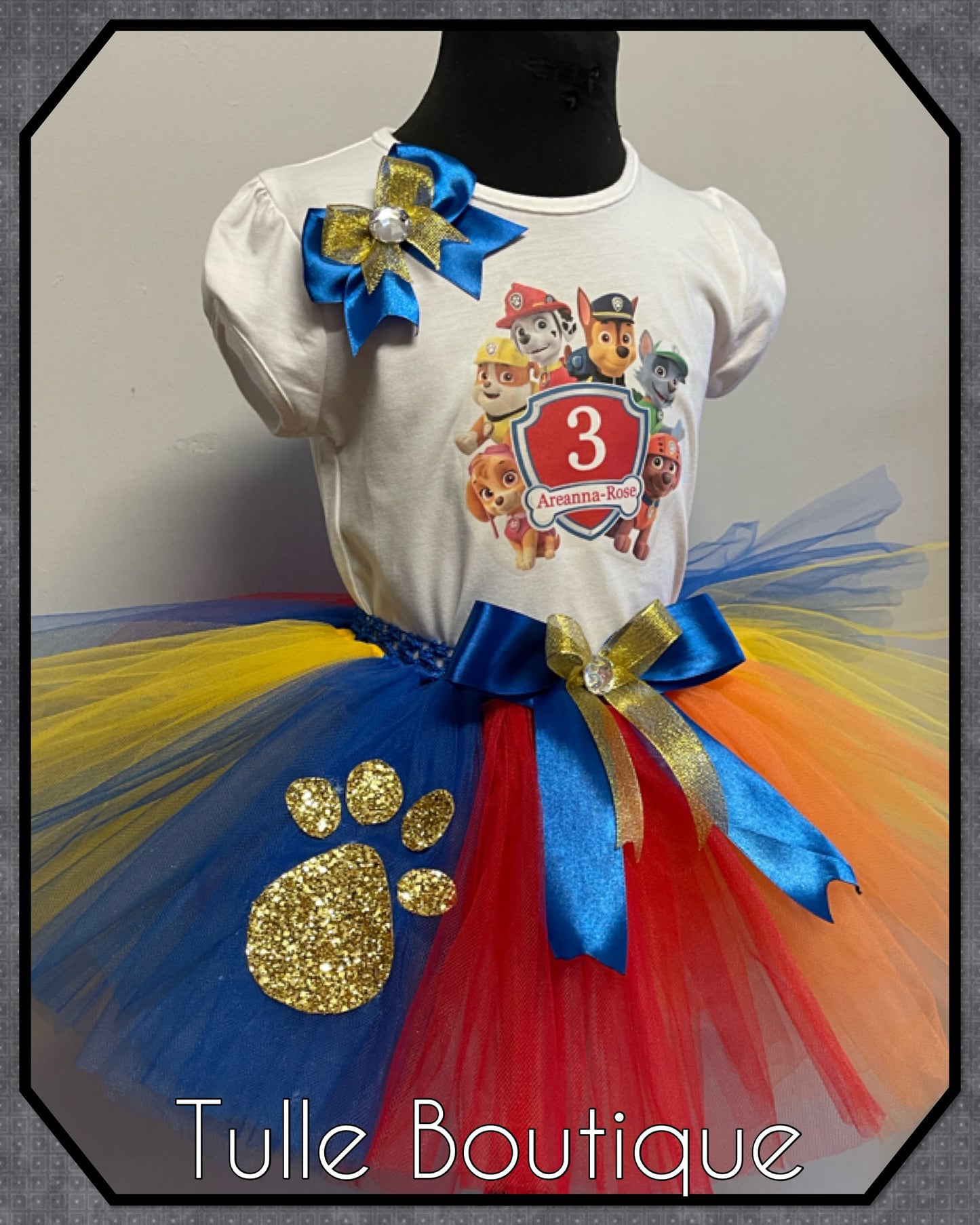 Paw patrol T-shirt and tutu birthday party outfit