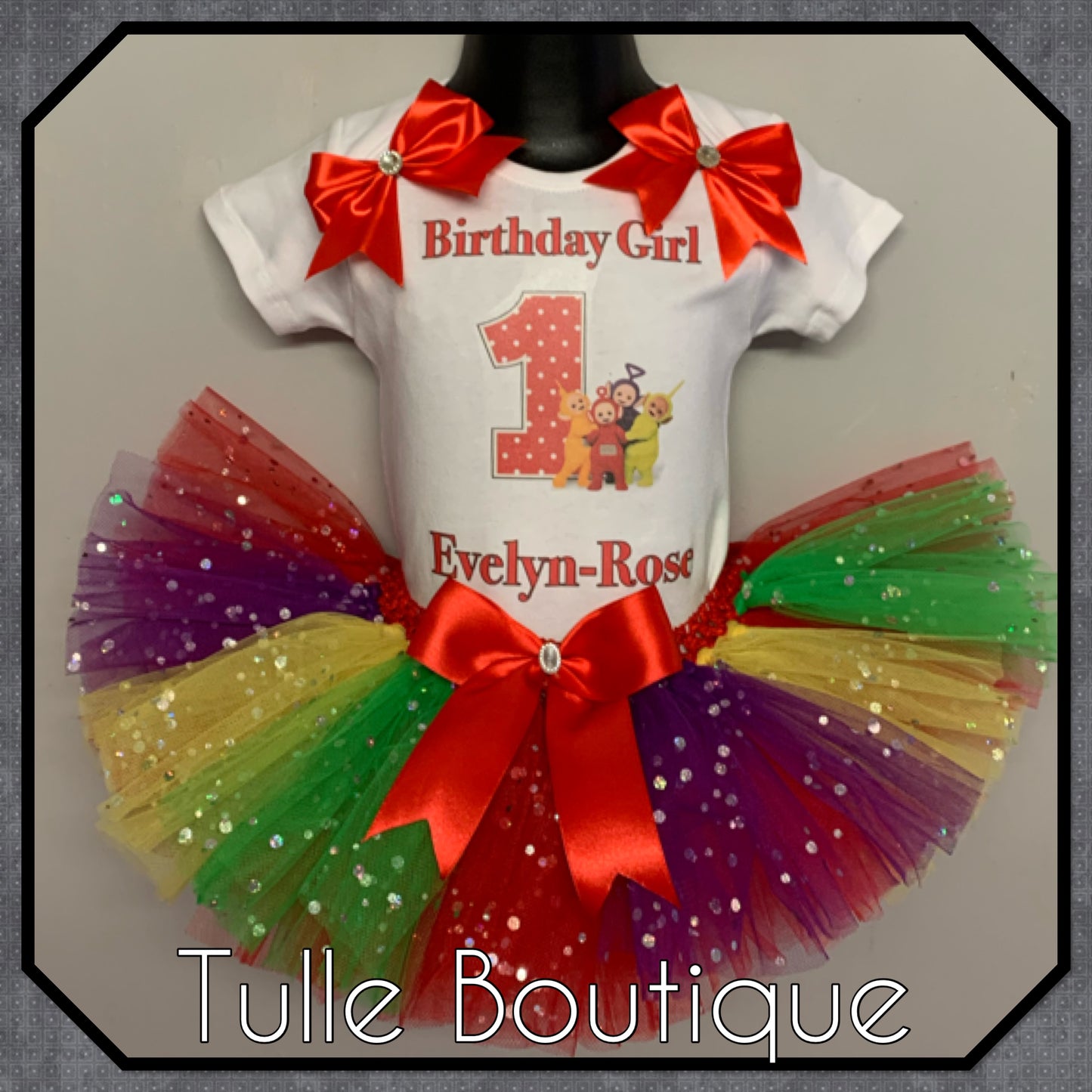 Teletubbies 1st birthday T-shirt and tutu birthday party outfit