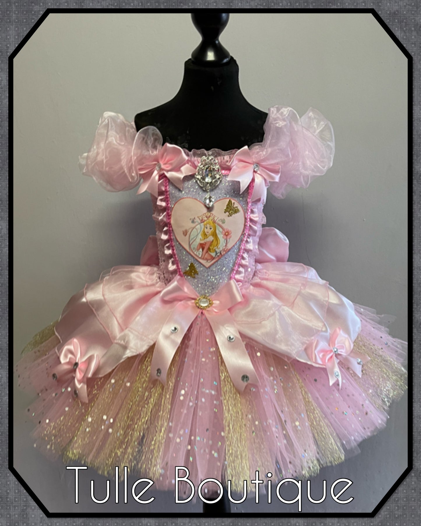 Pink and gold Princess Aurora sleeping beauty ballgown tutu dress