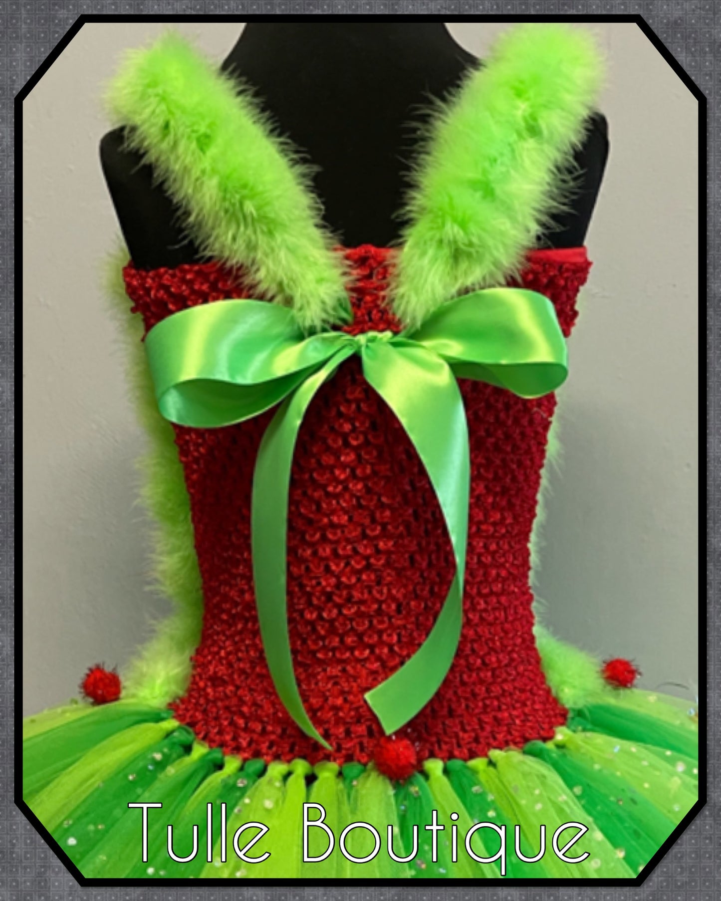 The Grinch Christmas jumper inspired tutu dress