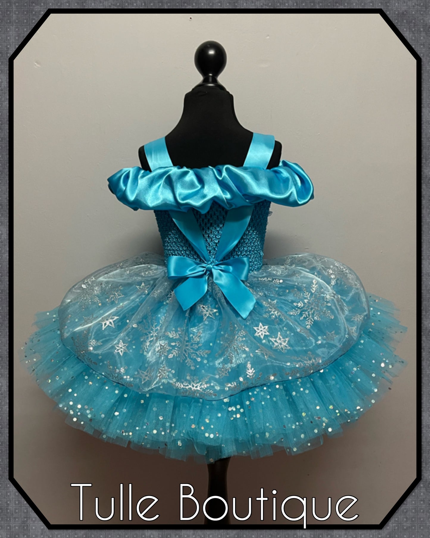 Frozen Elsa turquoise snowflake ballgown tutu dress