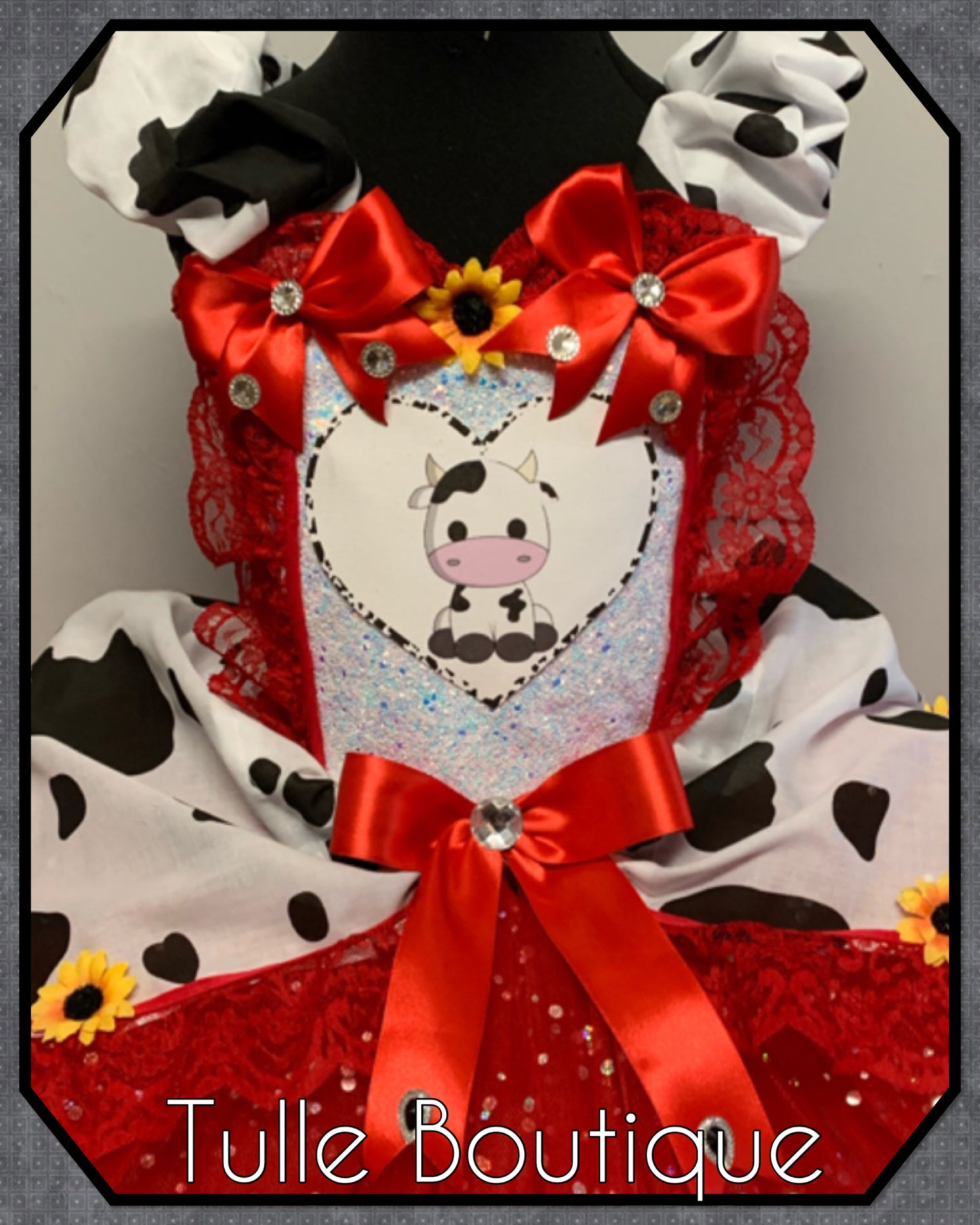 Girls Farmyard cow birthday party tutu dress fancy dress costume